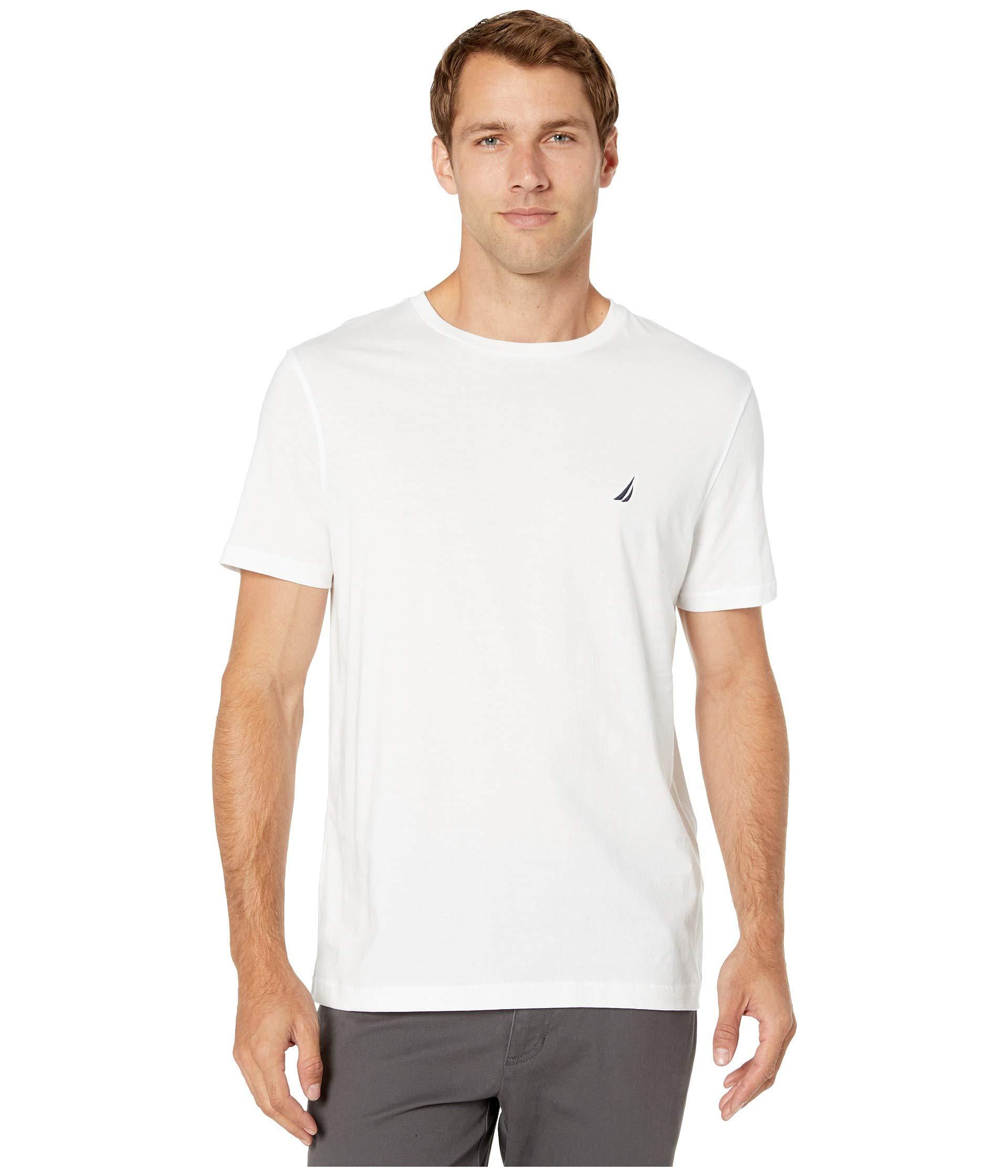 Nautica Cotton Short Sleeve Solid Crew Neck T-shirt in White for Men - Lyst