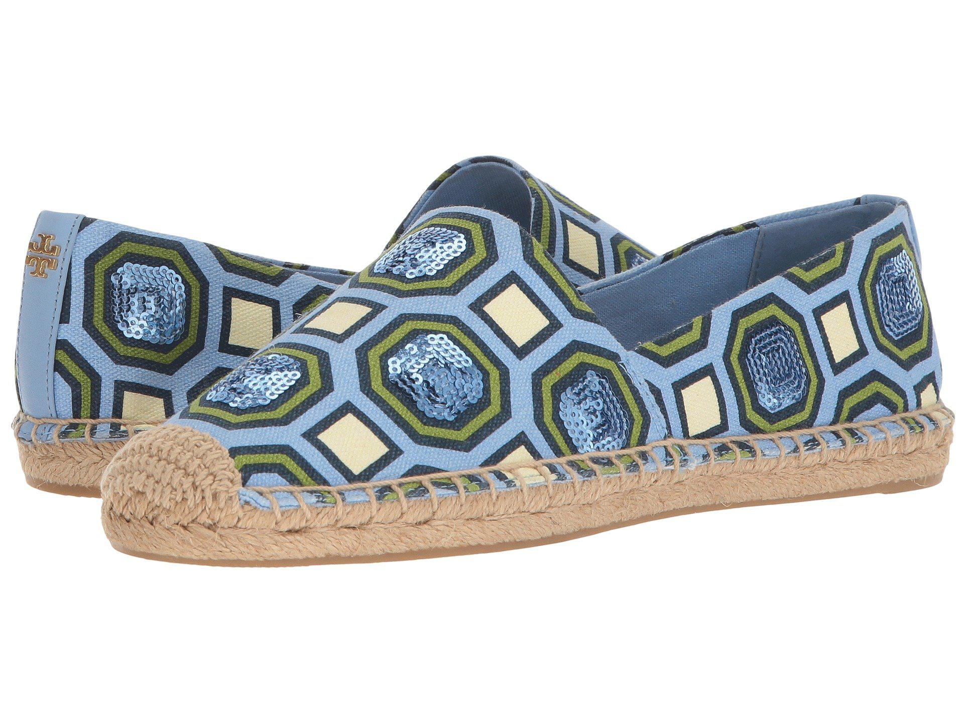 Tory Burch Cecily Embellished Espadrilles in Blue | Lyst