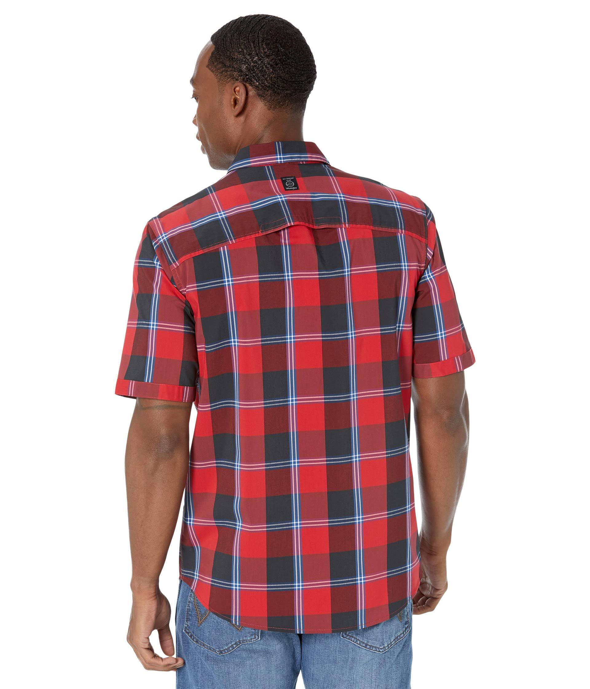 Wrangler Atg Short Sleeve Asymmetric Plaid Zip Pocket Shirt in Red for Men  | Lyst