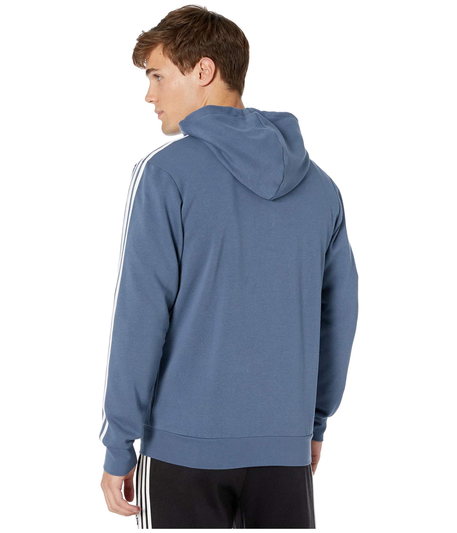 adidas Essentials 3stripes Fleece Full Zip Hoodie in Blue for Men Lyst