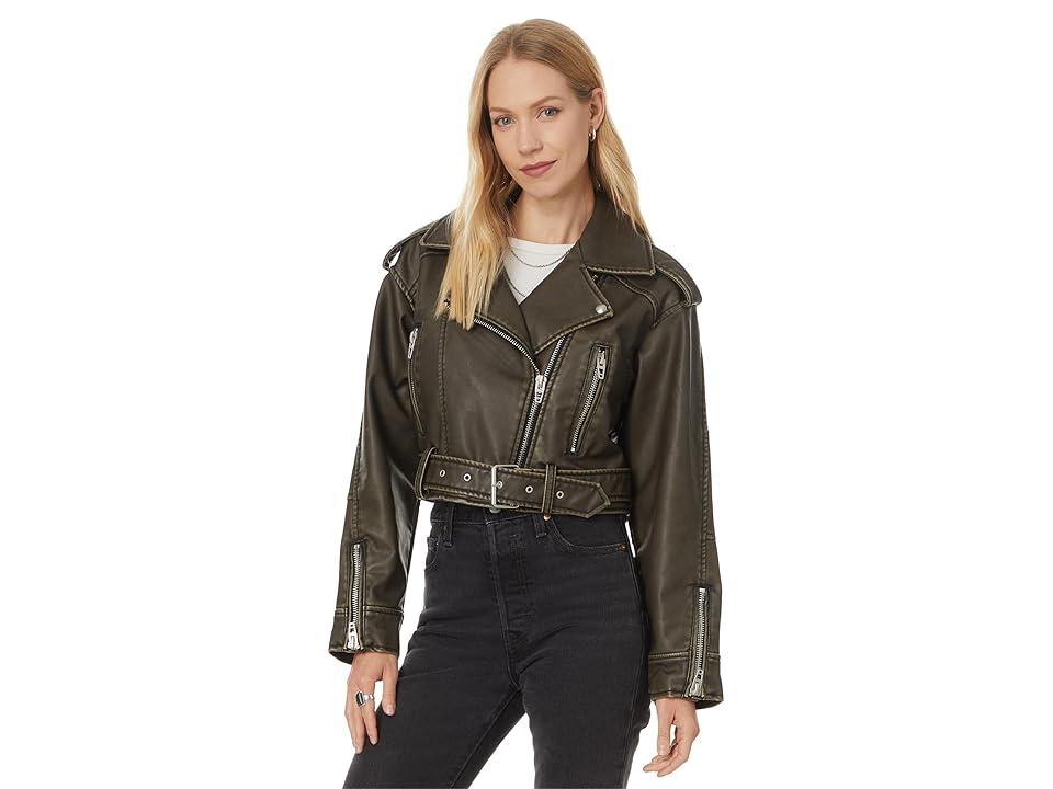 Blank nyc moto jacket with removable hood clearance