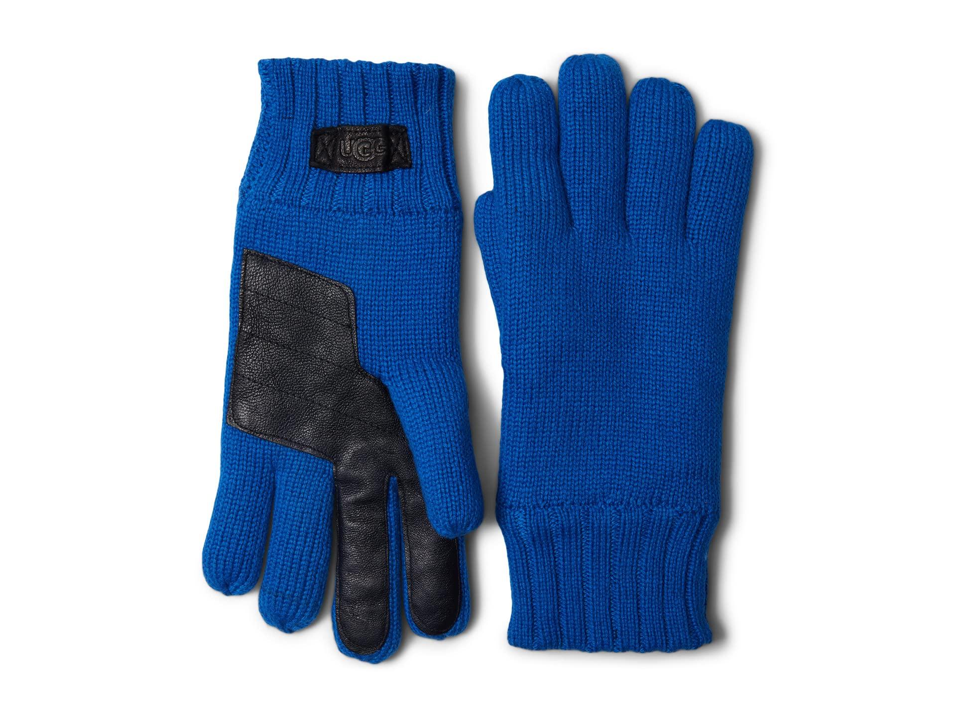UGG Knit Gloves With Conductive Tech Leather Palm Patch in Blue for Men