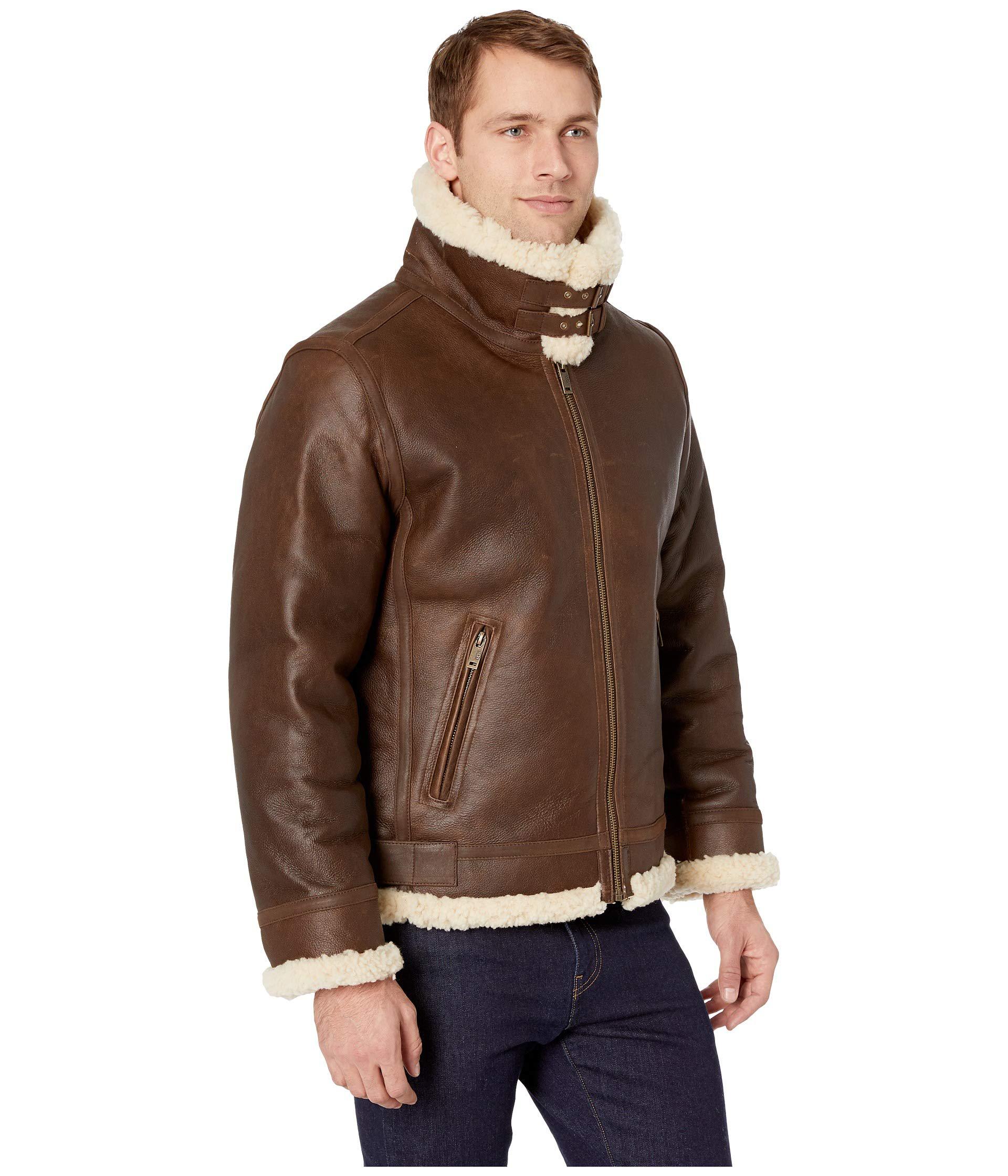 UGG Fur Auden Shearling Aviator Jacket (chestnut) Men's Coat in Brown ...