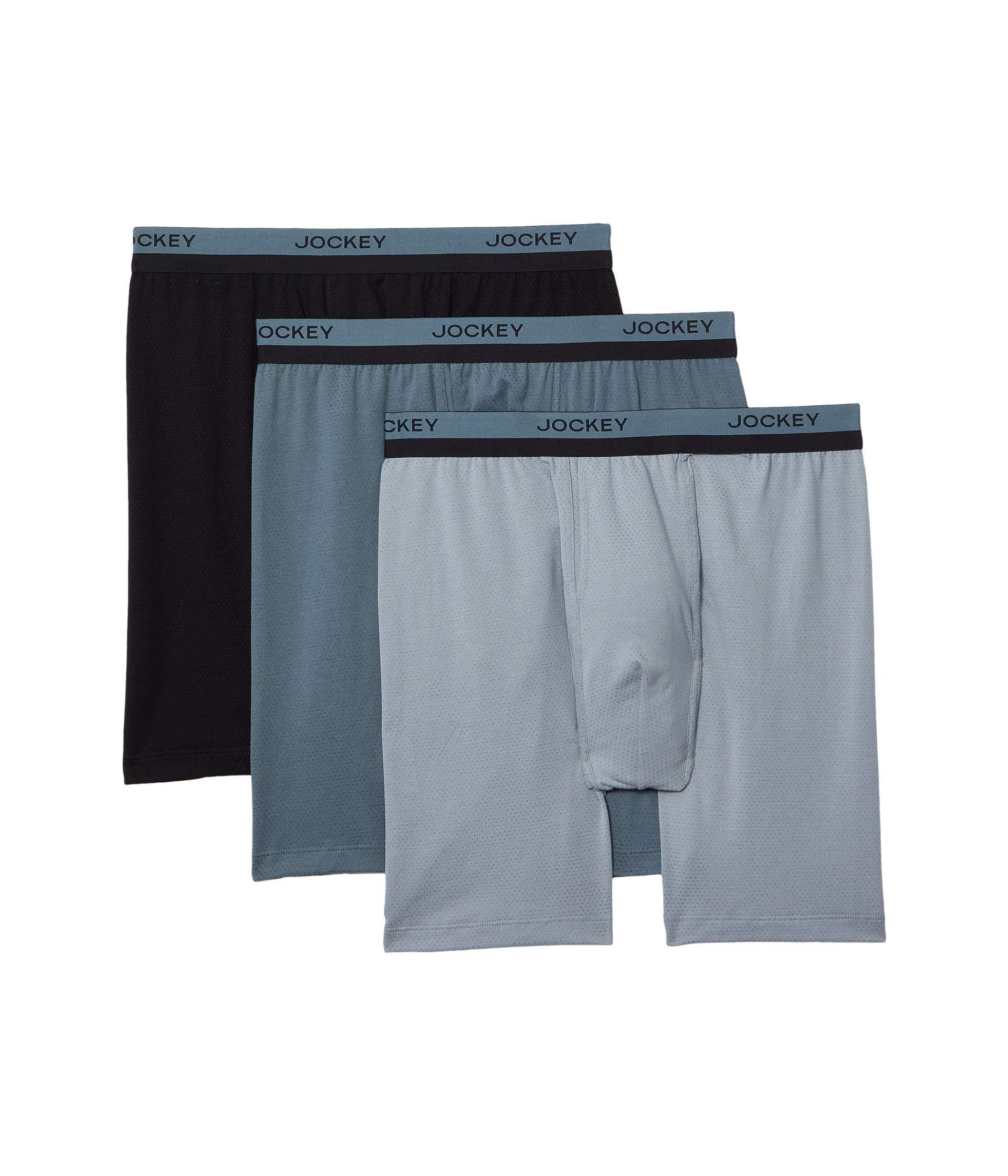Jockey Cotton Ultimate Breathe Long Leg Boxer Brief 3pack in Gray for