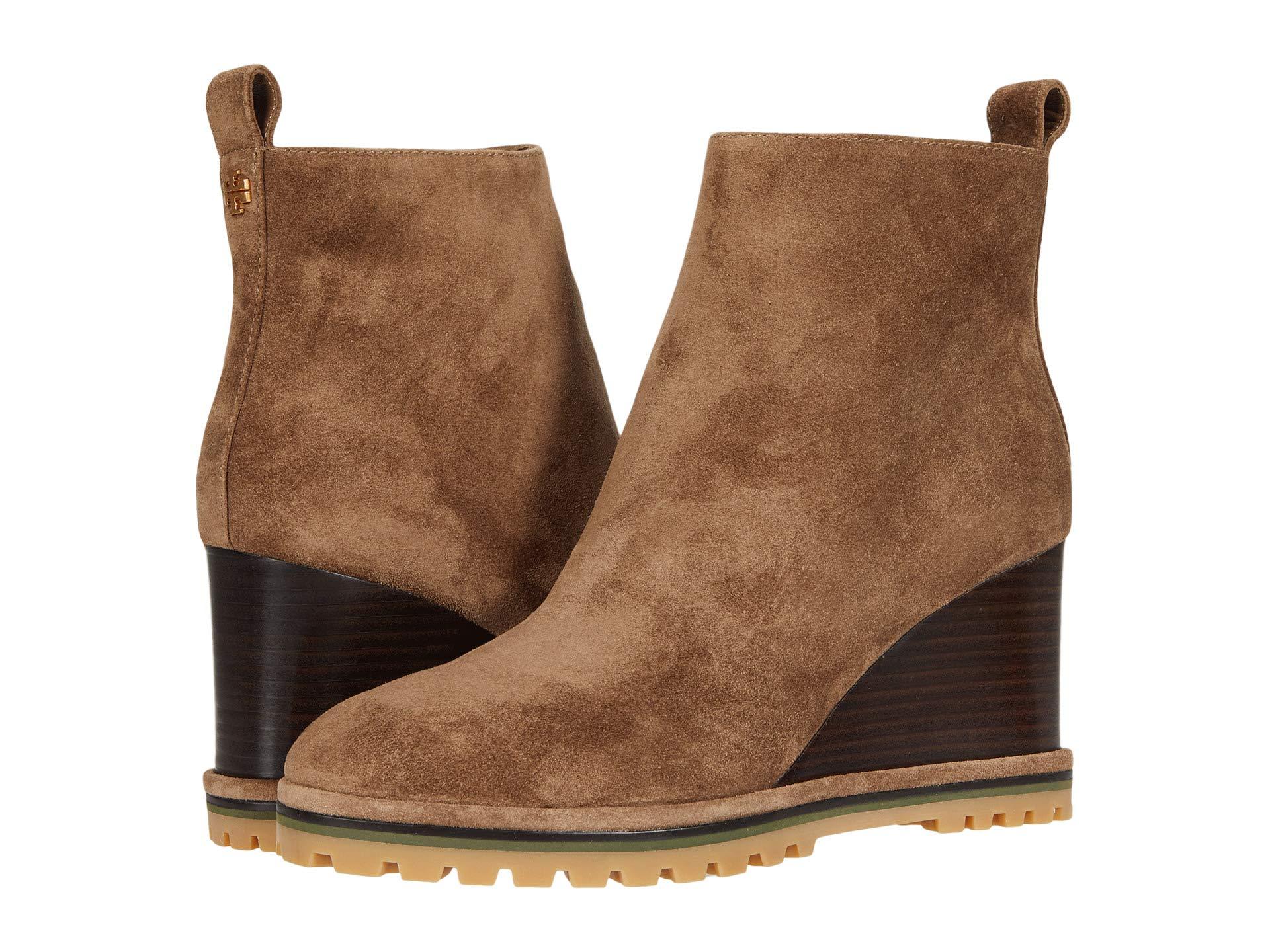 tory burch logo wedge bootie