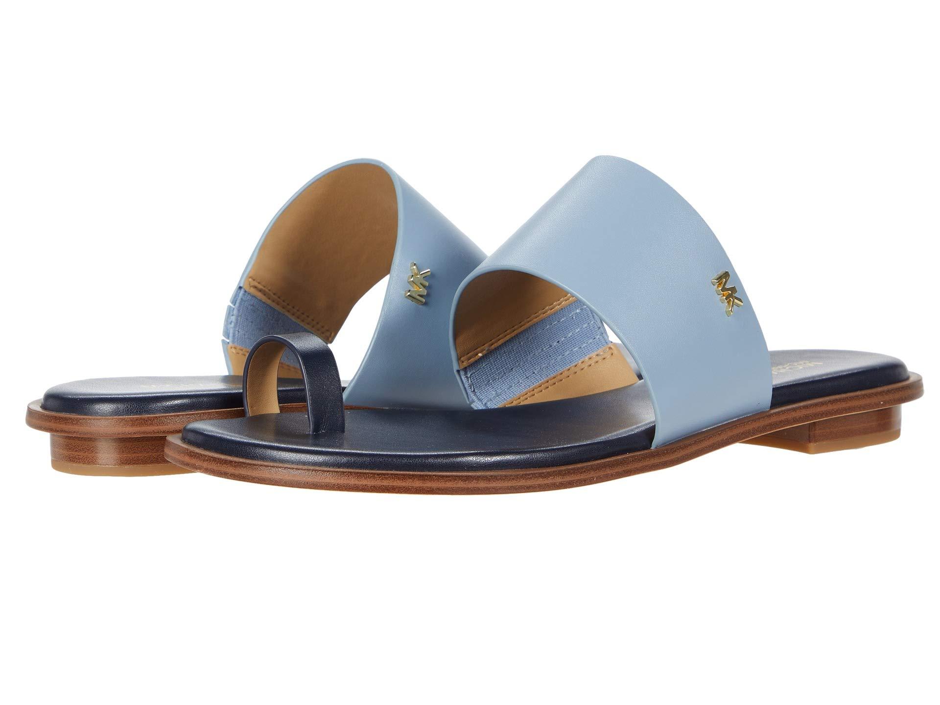 MICHAEL Michael Kors Leather August Flat Sandal in Blue Lyst