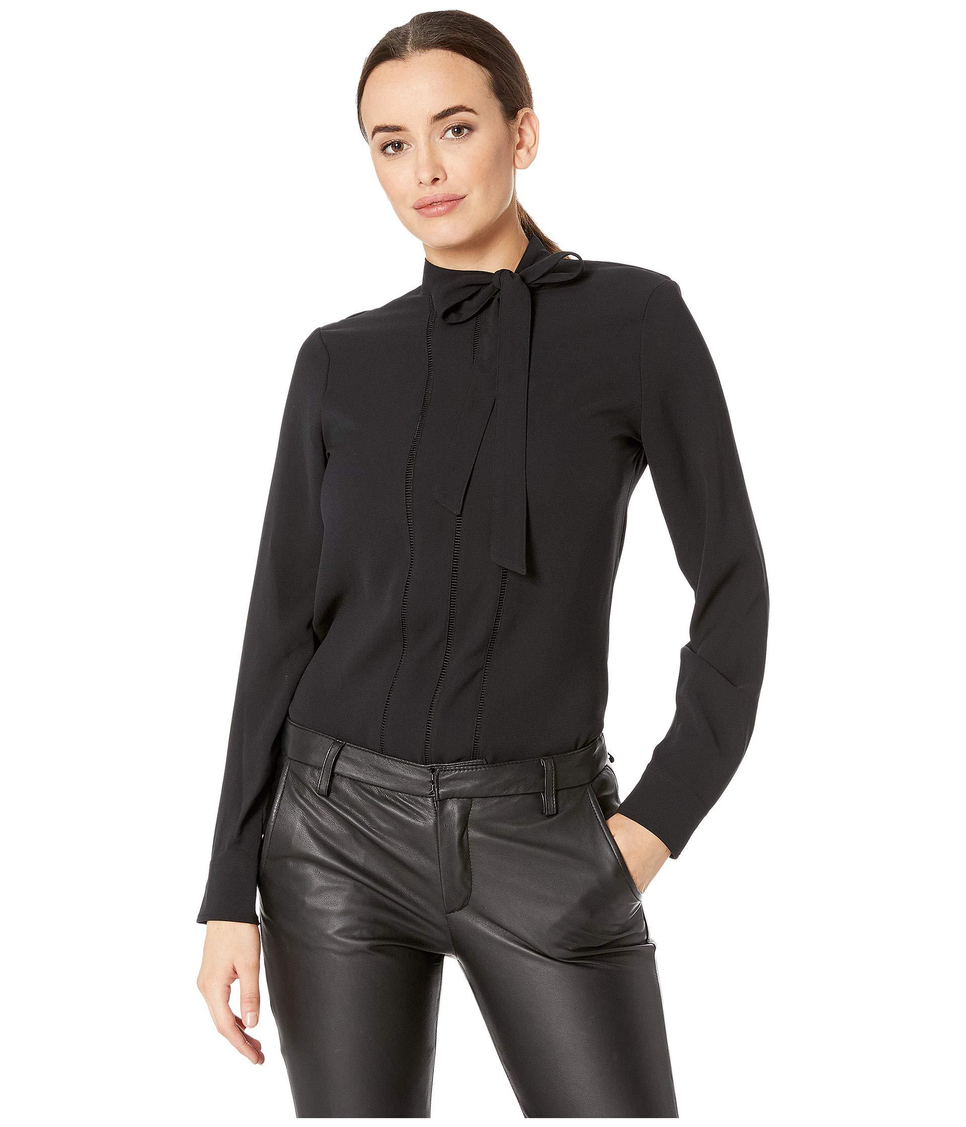 Lauren by Ralph Lauren Synthetic Necktie Georgette Blouse (polo Black) Women's Blouse - Lyst