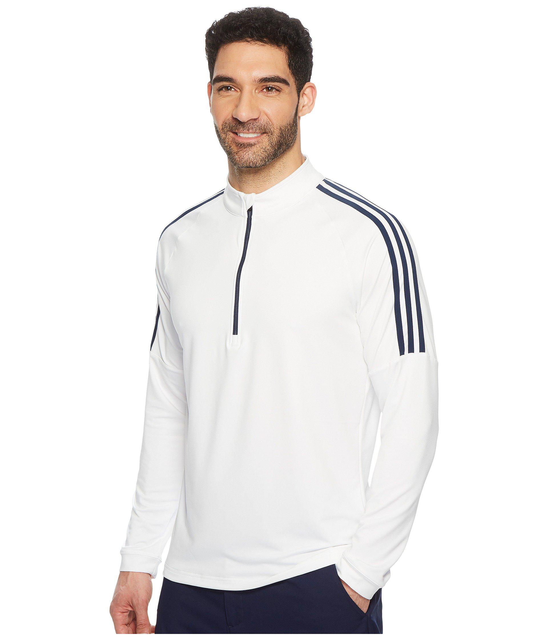Classic 3 stripes 14 Zip Pullover (white 1) Men's Sweater Classic 3 stripes 14 Zip Pullover (white 1) Men's Sweater