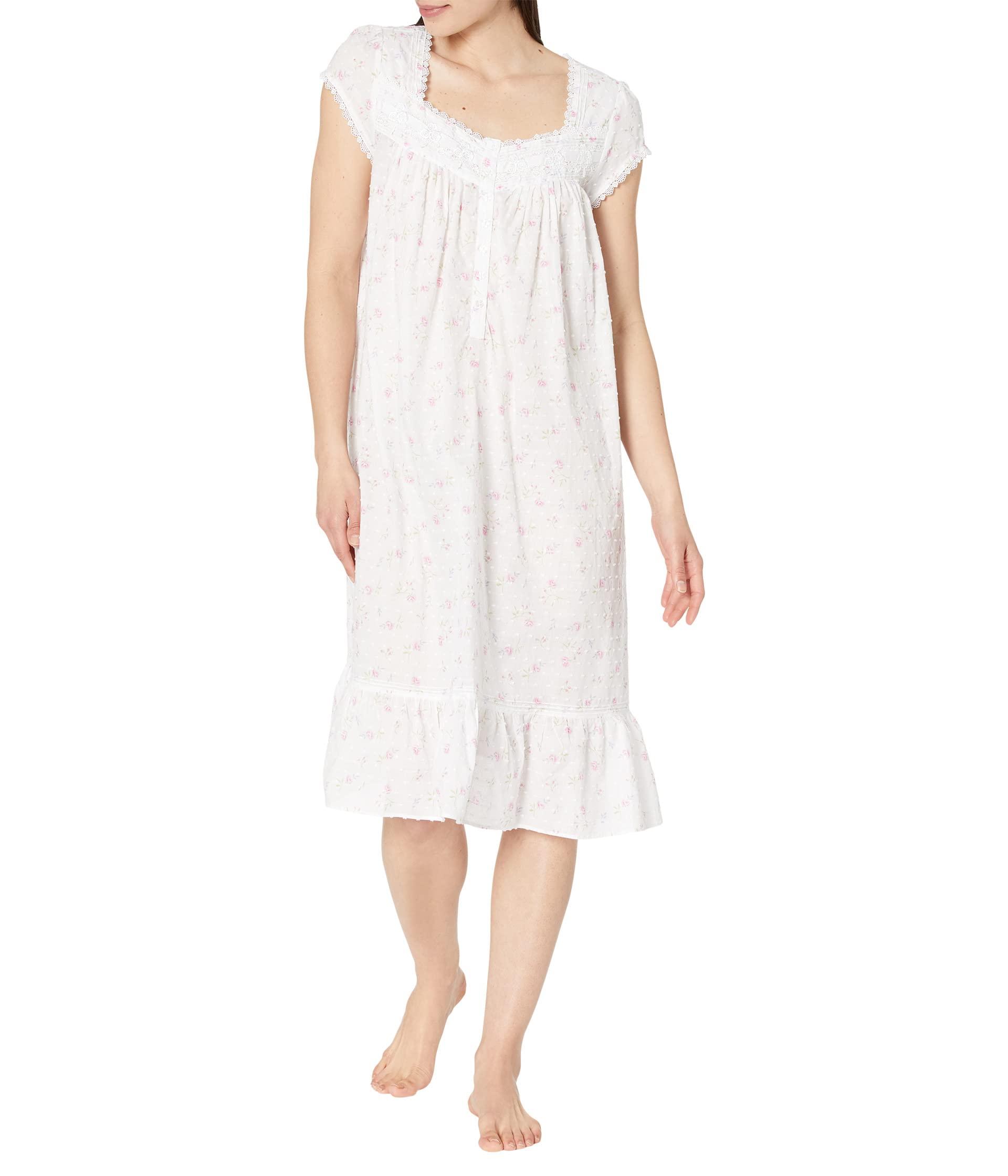 Eileen West Cap Sleeve Cotton Waltz Nightgown in White Lyst
