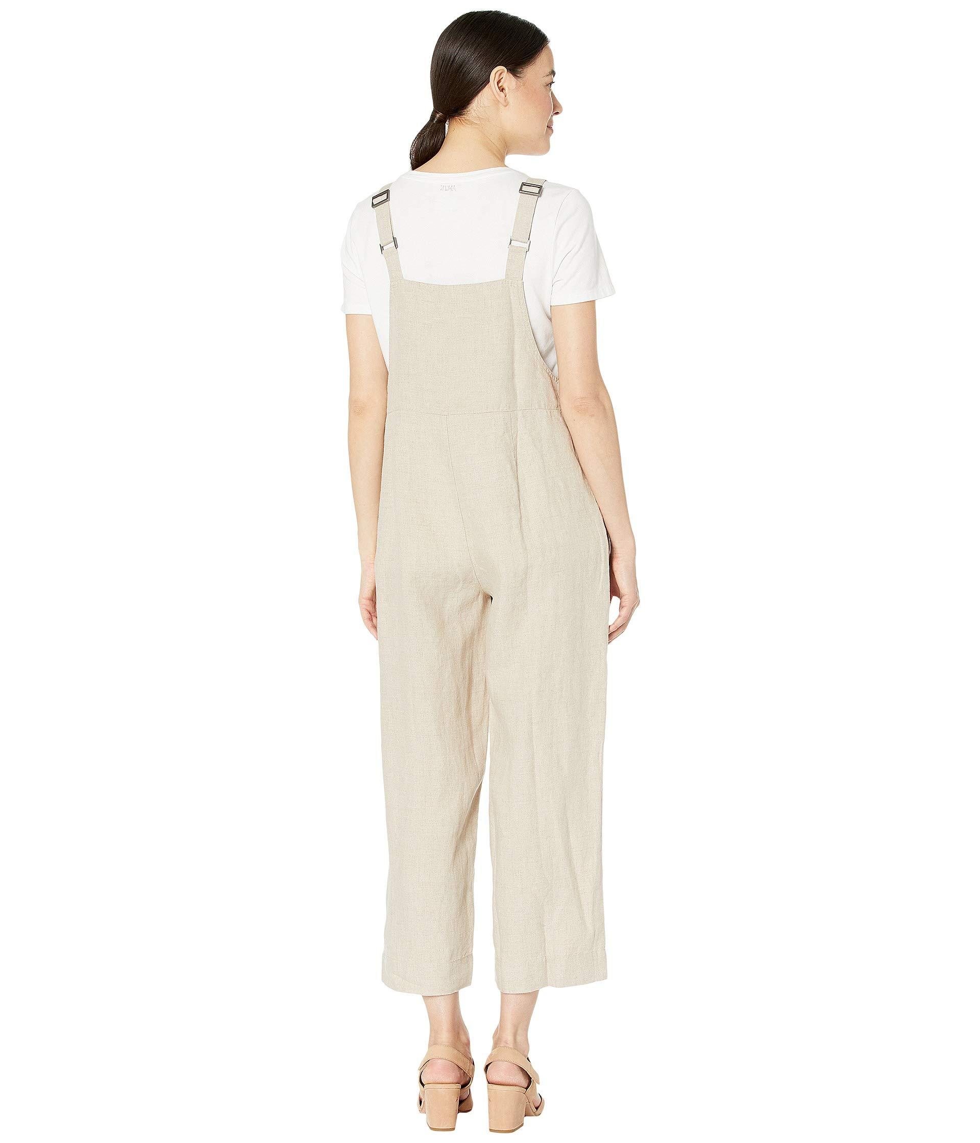 Eileen Fisher Petite Organic Linen Cropped Jumpsuit in White - Lyst