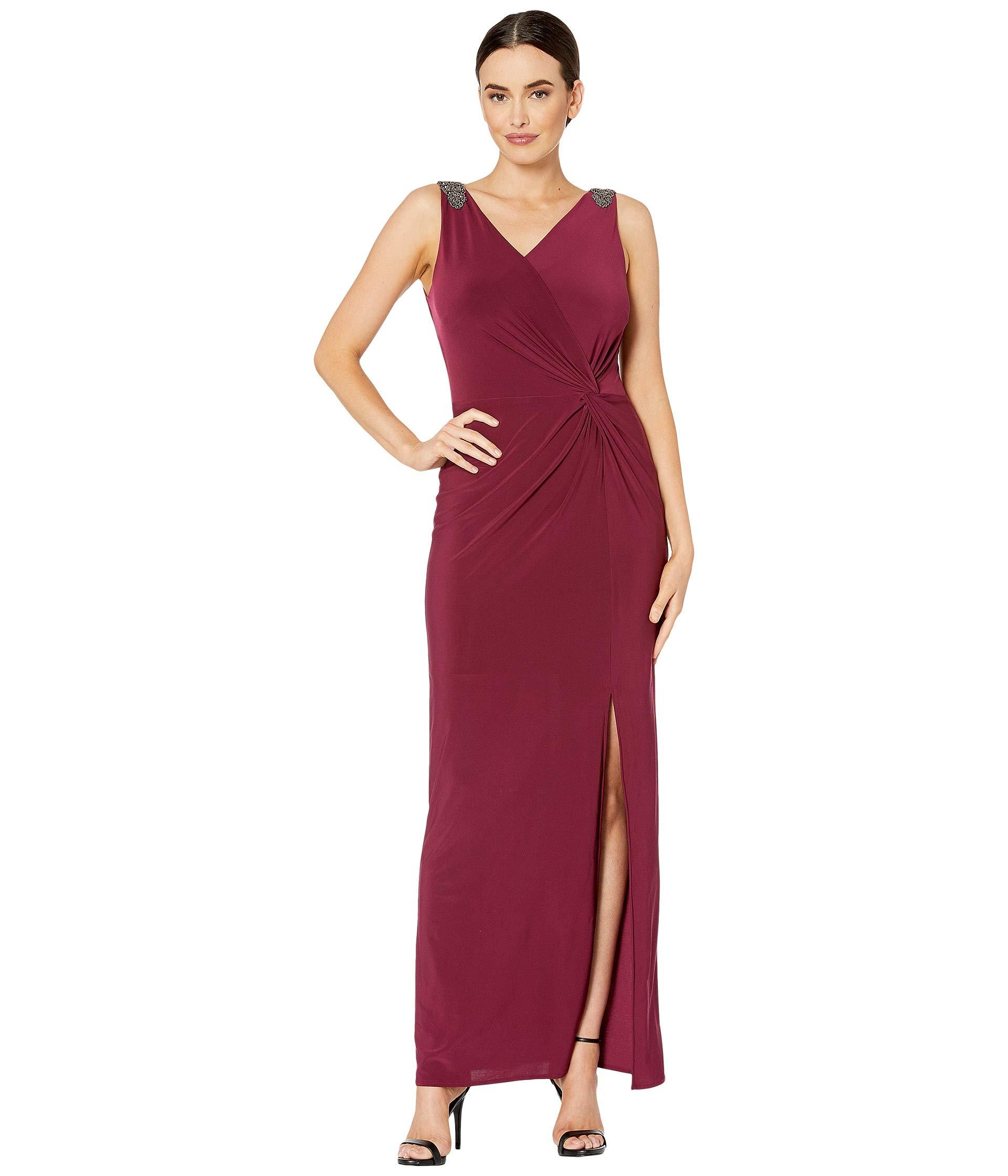 Alex Evenings Synthetic Long Sleeveless Knot Front Dress With Beaded ...