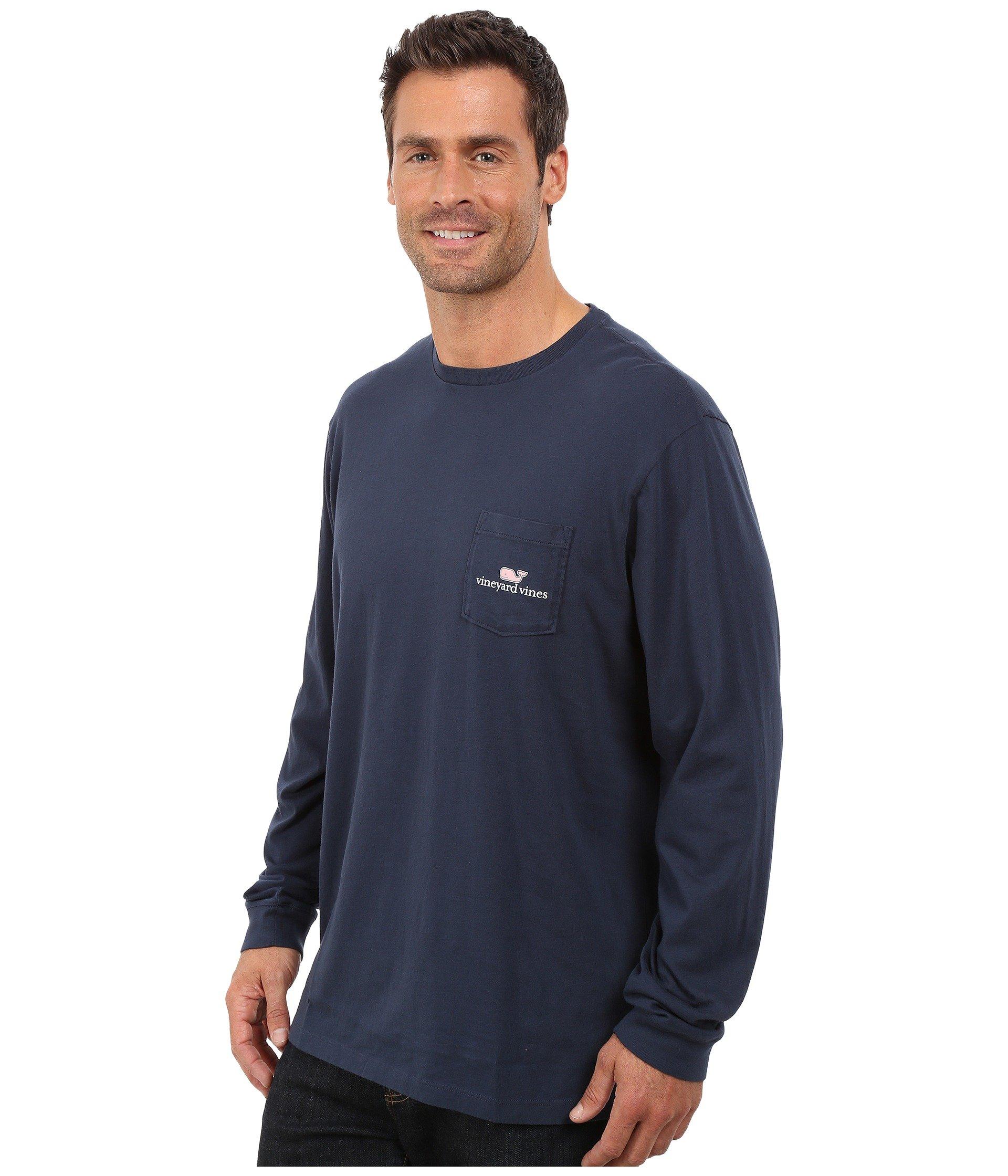 Vineyard Vines Long Sleeve Logo Graphic Pocket T-shirt in Navy (Blue ...