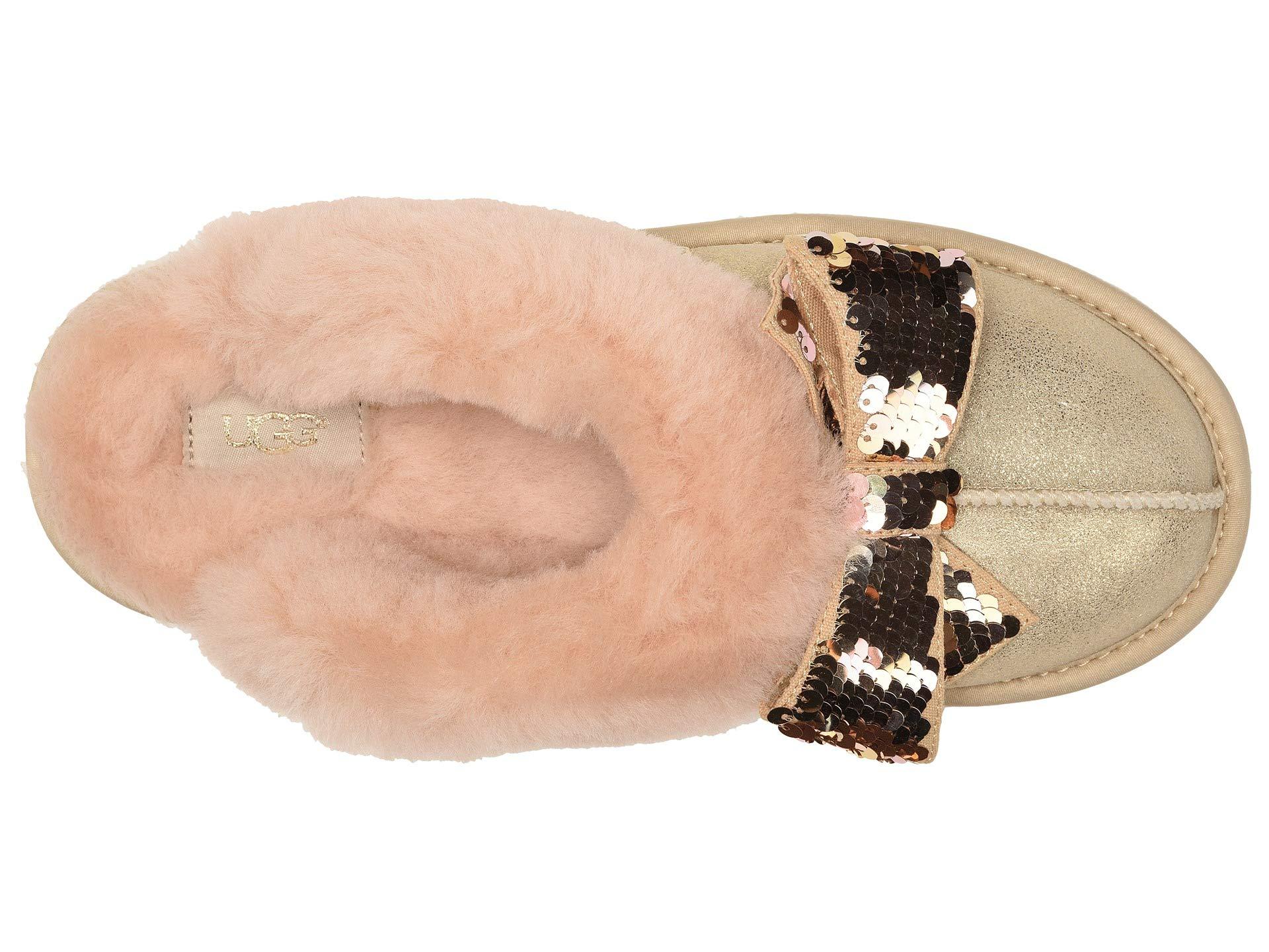 coquette sequin bow slipper