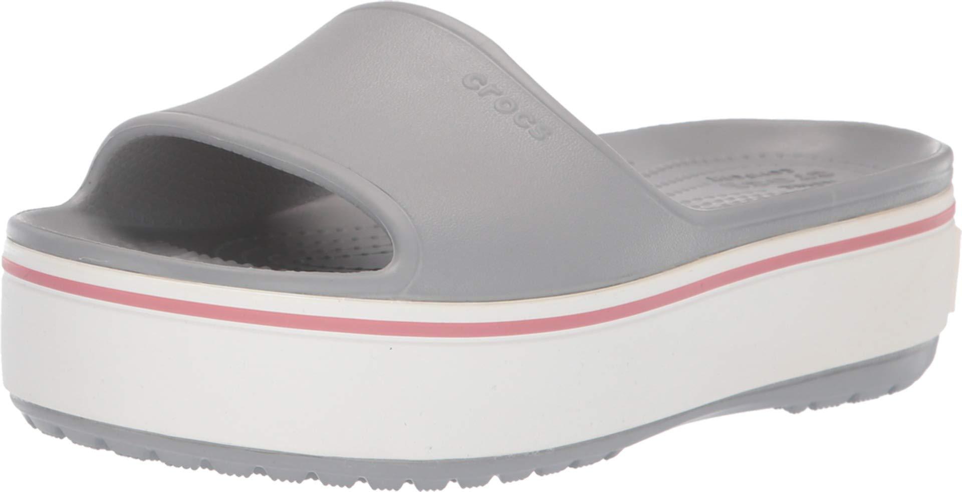 Crocs™ Crocband Platform Slide (light Grey/rose) Sandals in Gray | Lyst