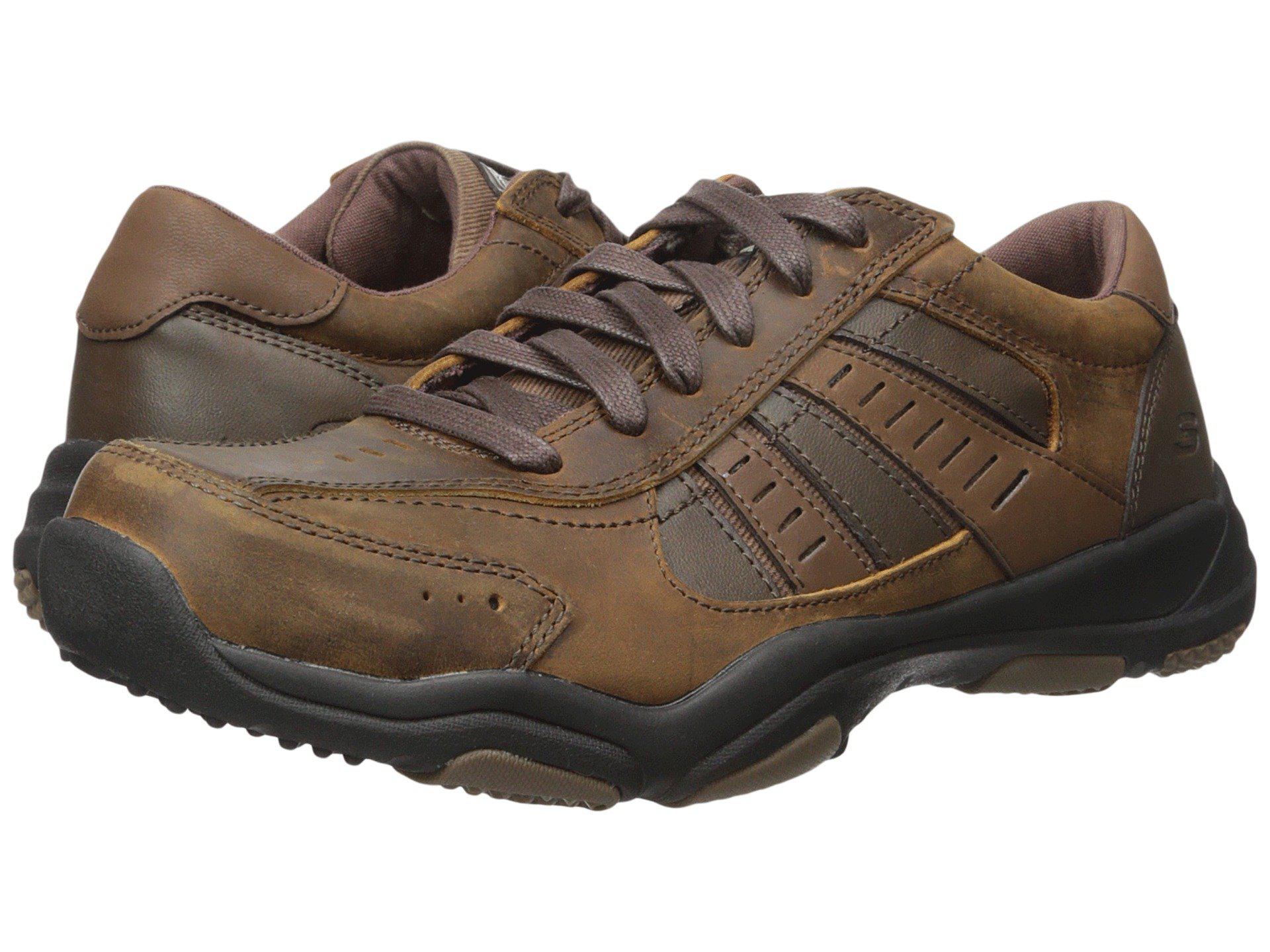 skechers mens brown leather lace up casual shoes