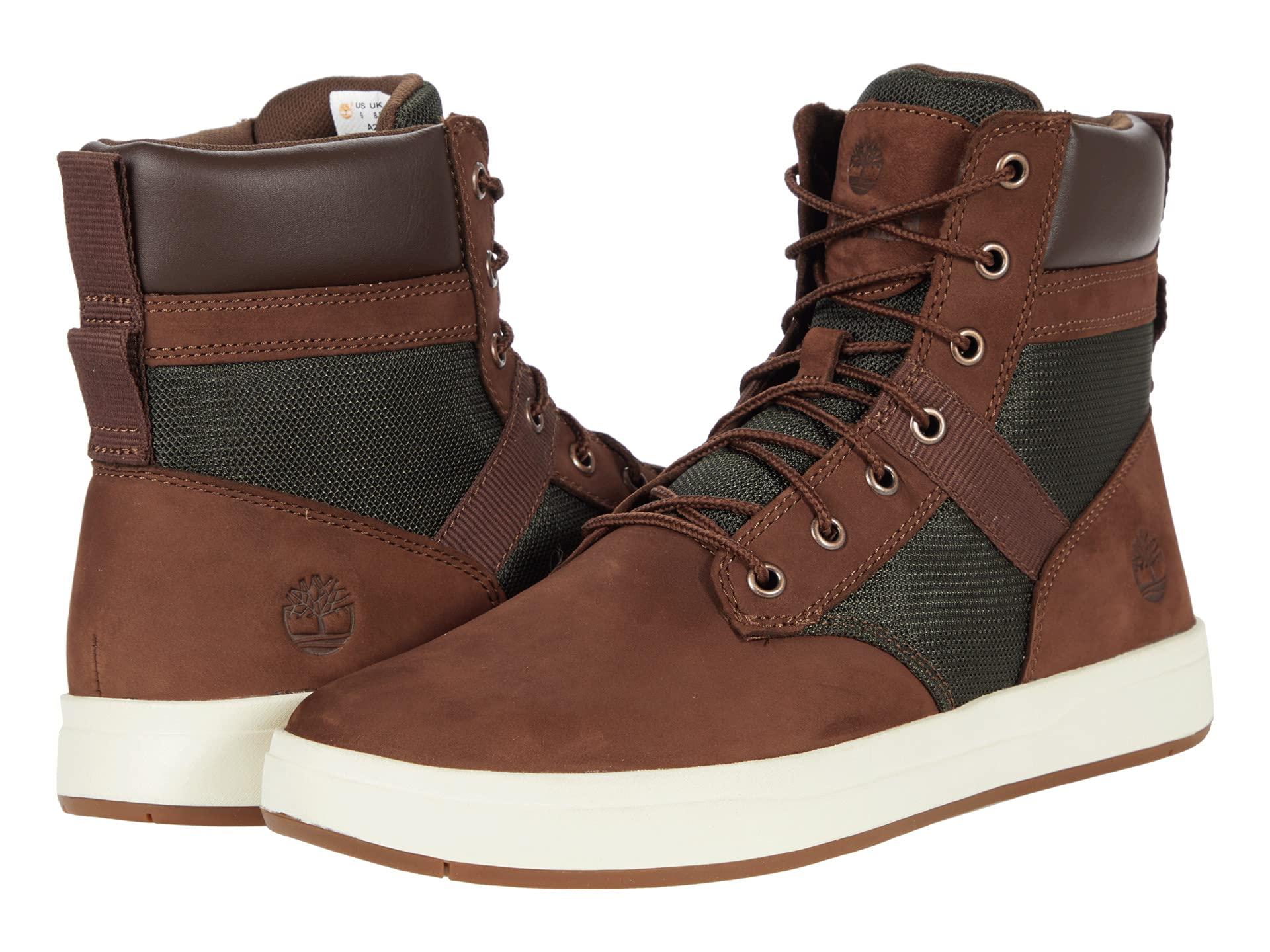 Timberland Square Leather And Fabric Boot in Brown for Men | Lyst