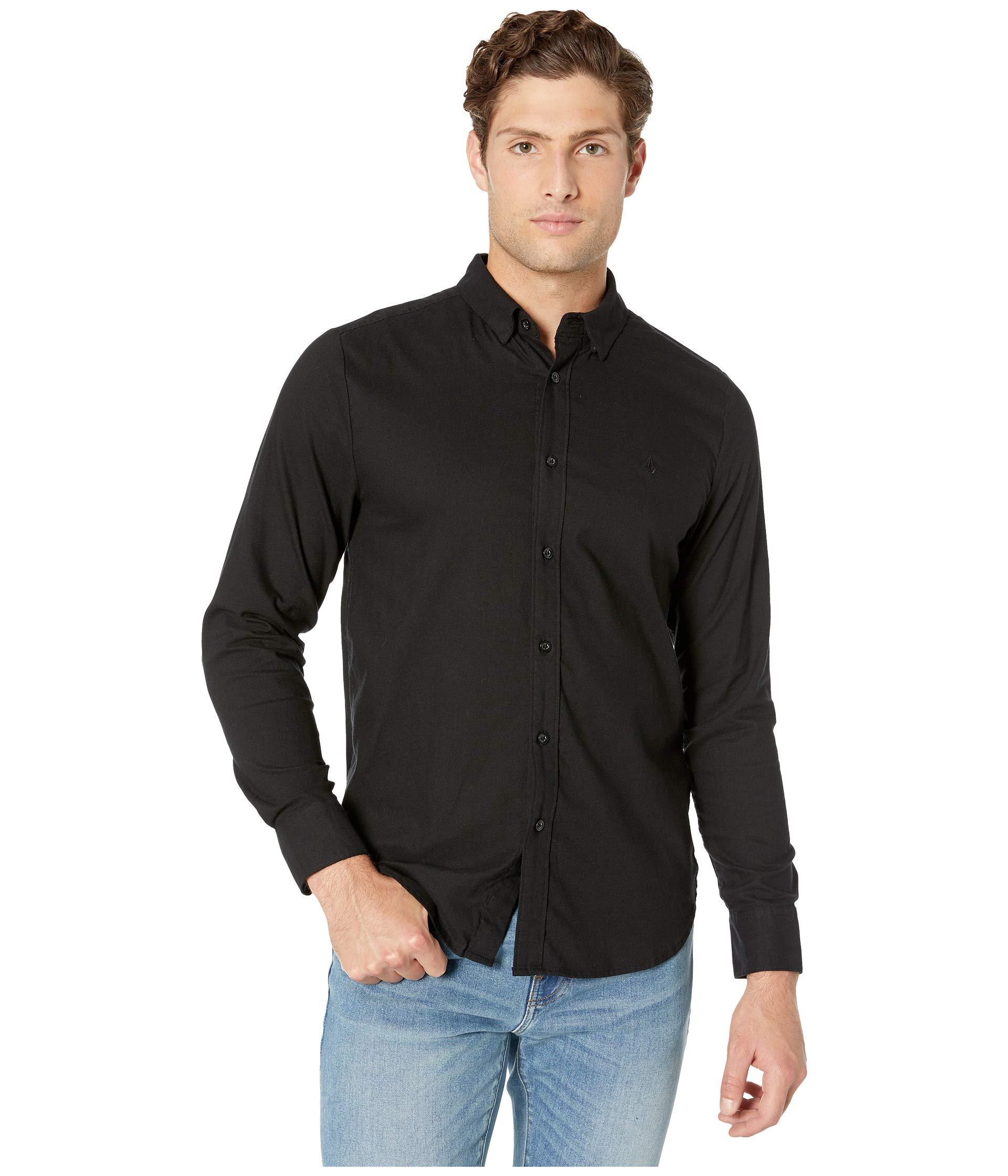 Volcom Cotton Oxford Stretch Long Sleeve in Black for Men - Lyst
