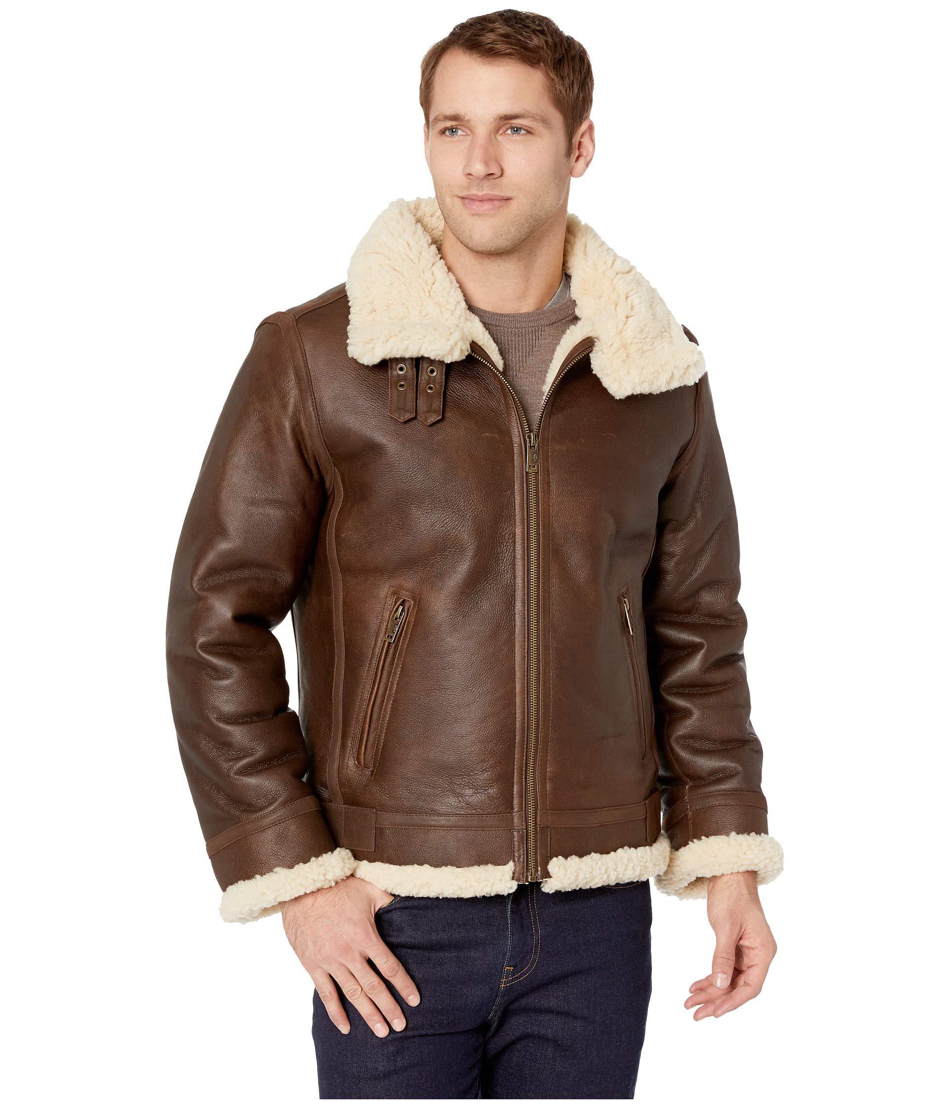 UGG Fur Auden Shearling Aviator Jacket (chestnut) Men's Coat in Brown ...