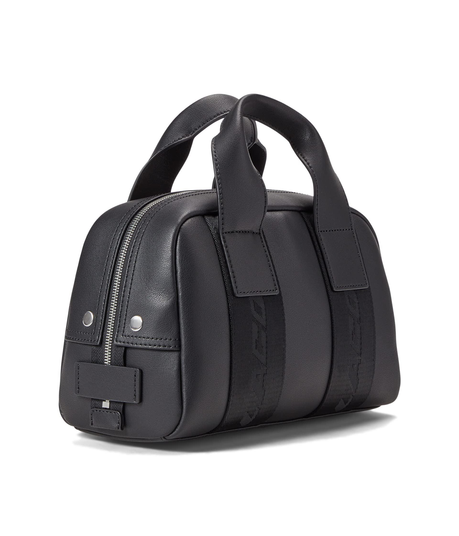 Lacoste Unisex Mini Bowling Bag In Split Calfskin Leather Black