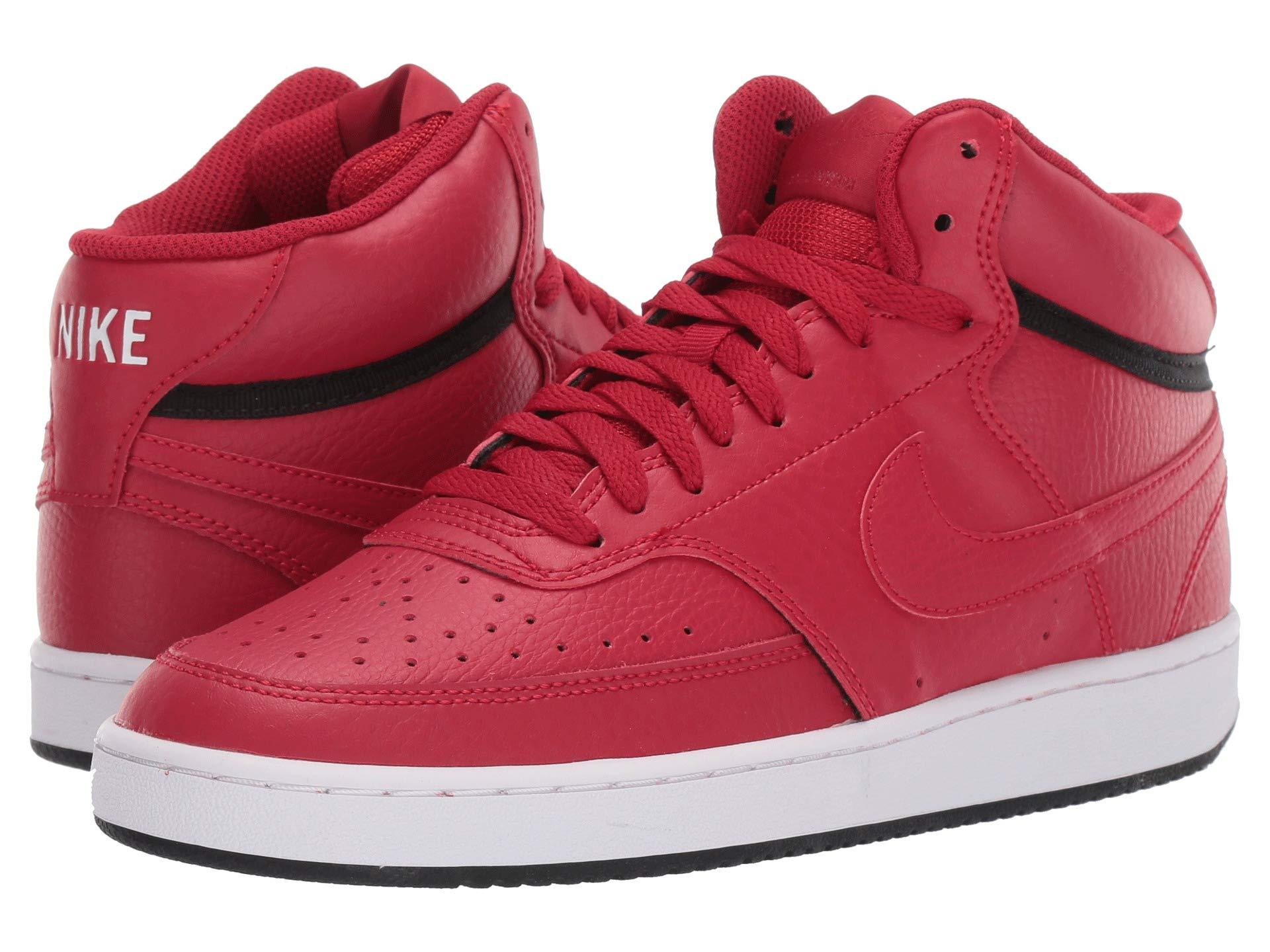 Nike Leather Court Vision Mid Sneakers in Red - Lyst