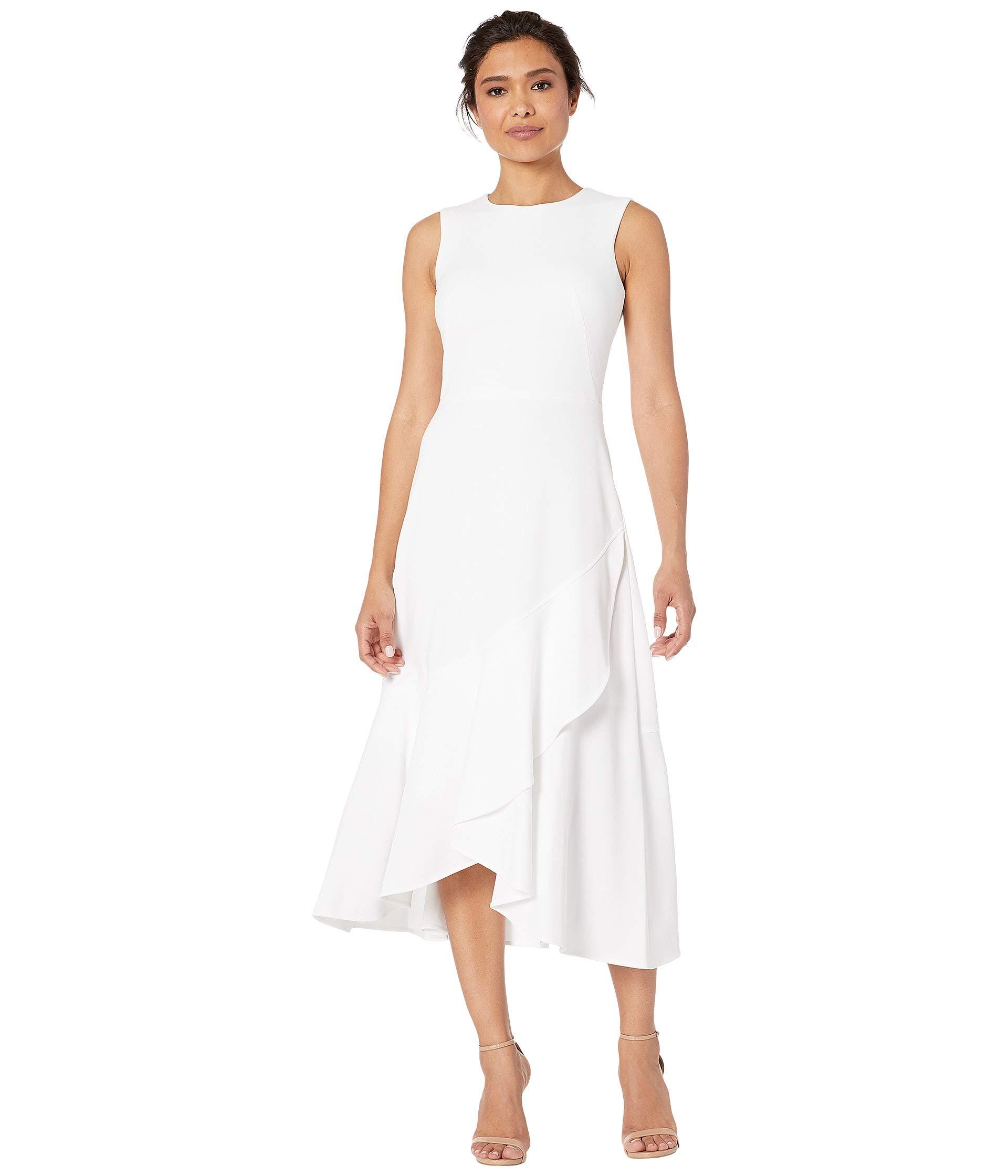 calvin klein white ruffle dress