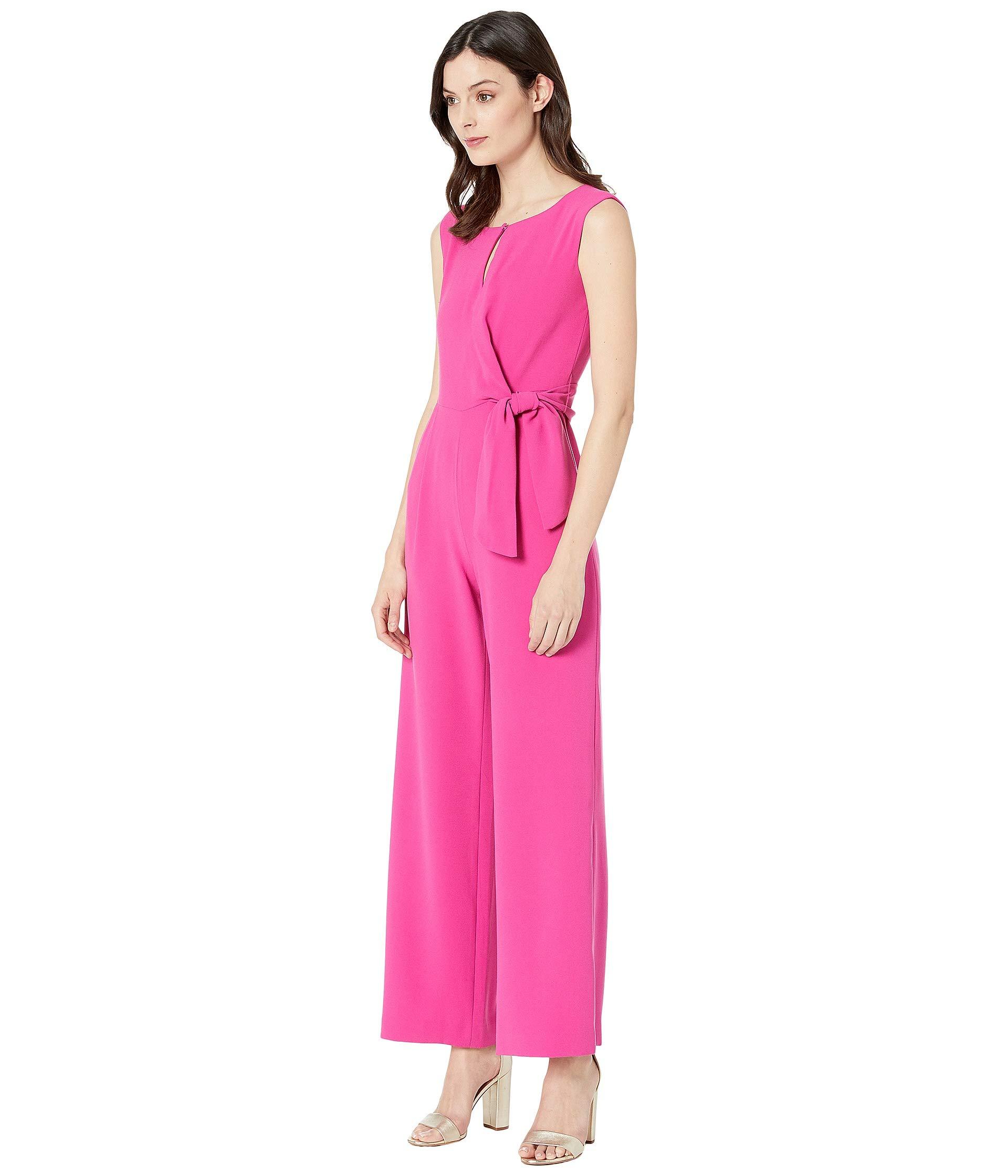 tahari tie waist crepe jumpsuit