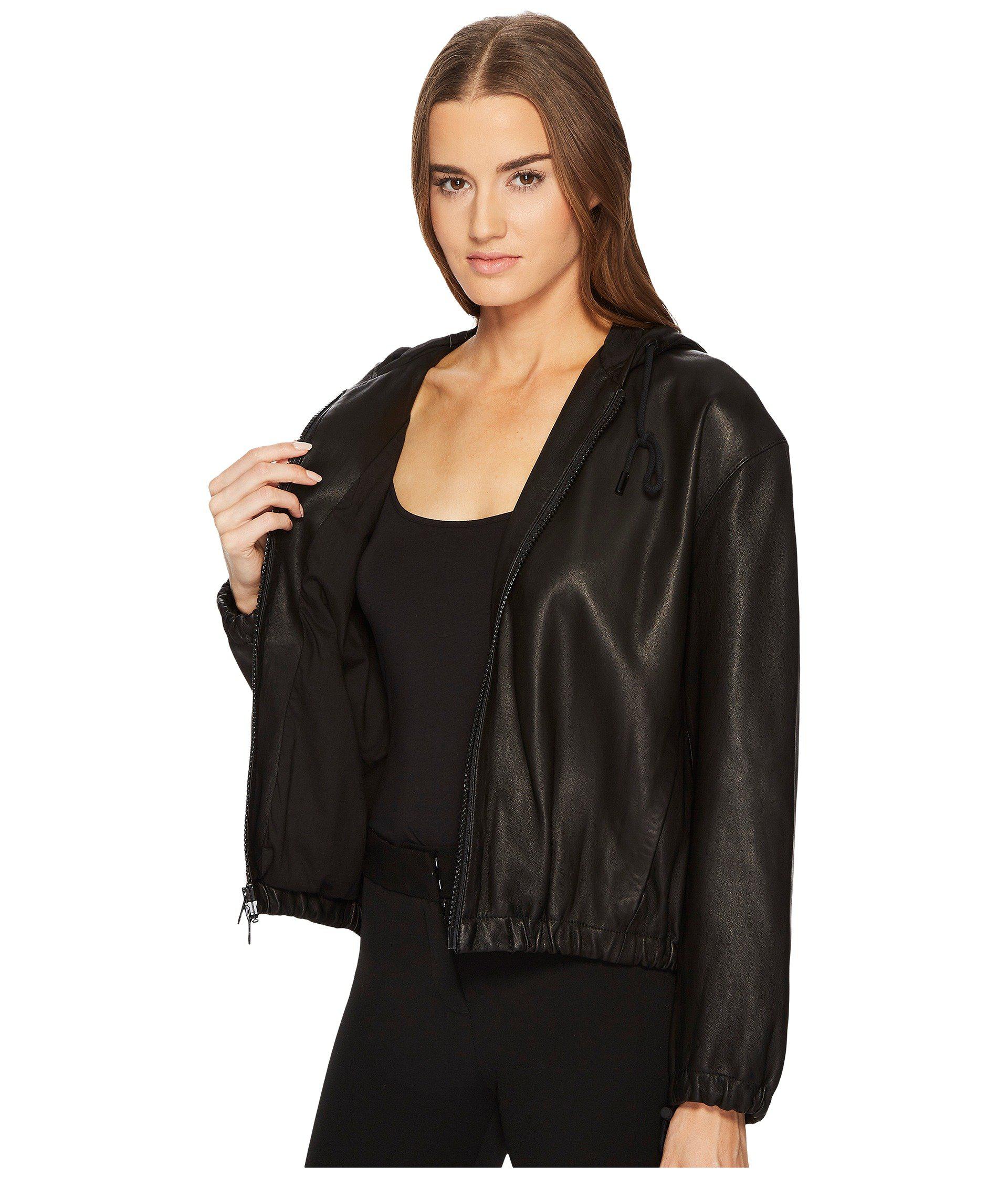 vince leather hoodie