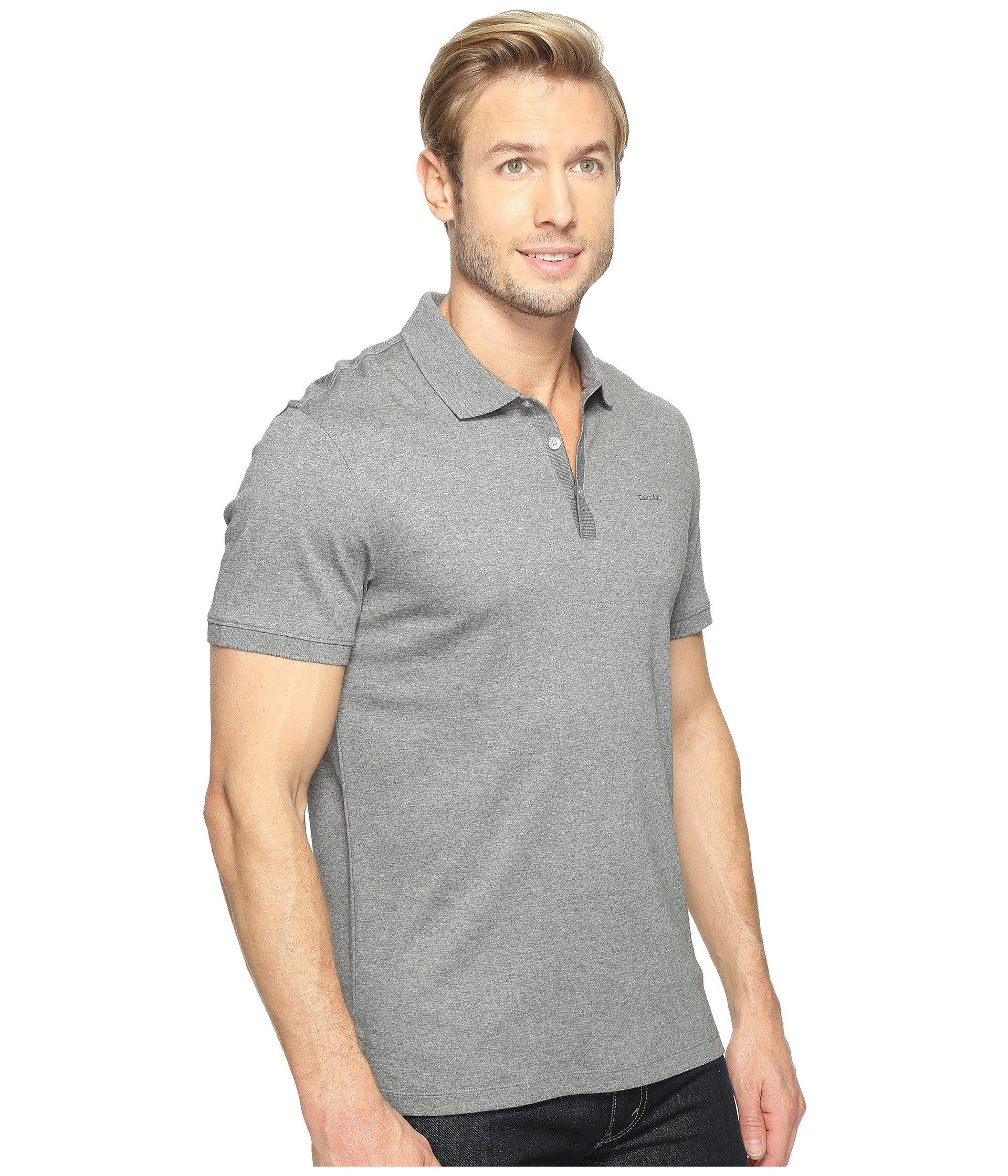 Download Calvin Klein Liquid Cotton Polo (medium Grey Heather) Men ...