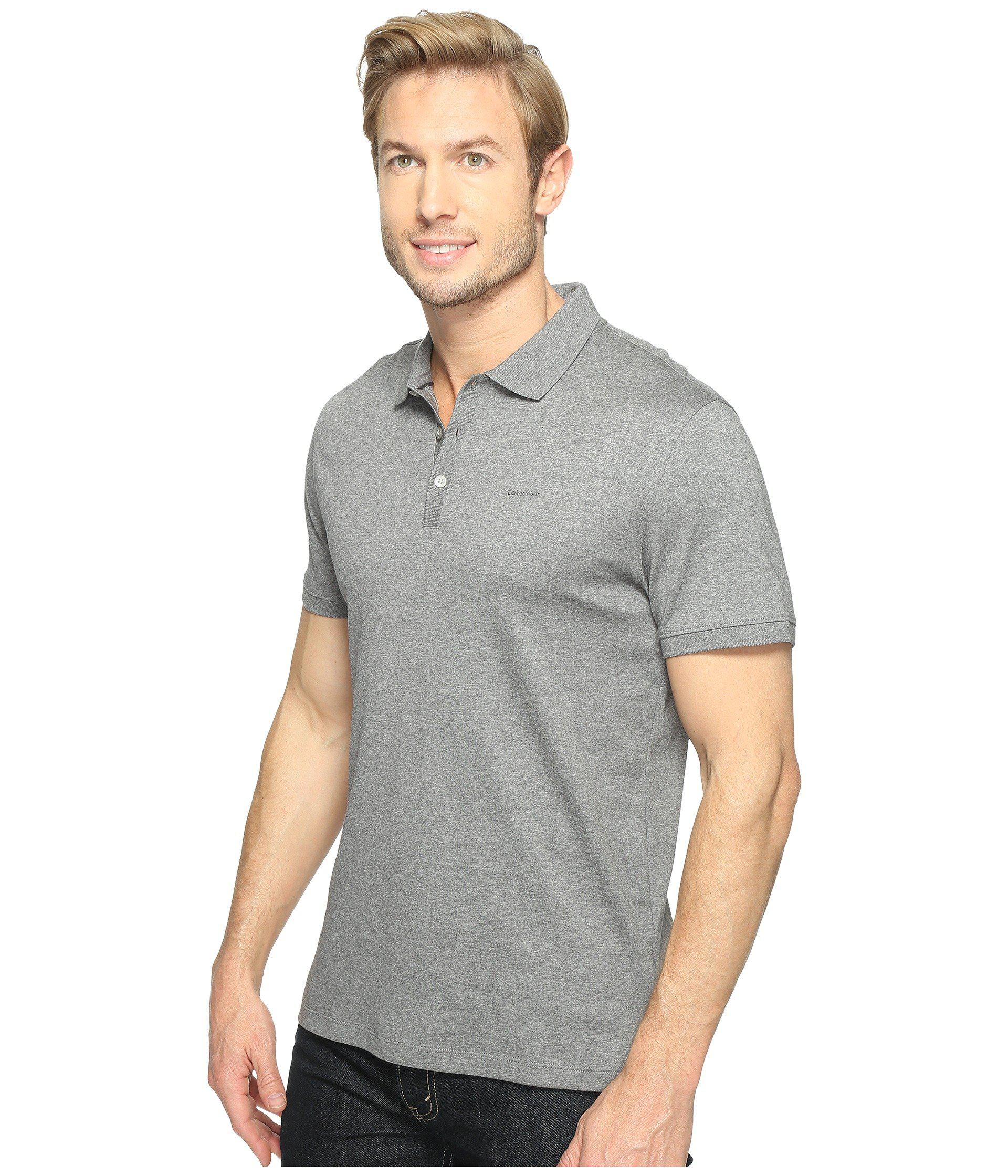 Download Calvin Klein Liquid Cotton Polo (medium Grey Heather) Men ...