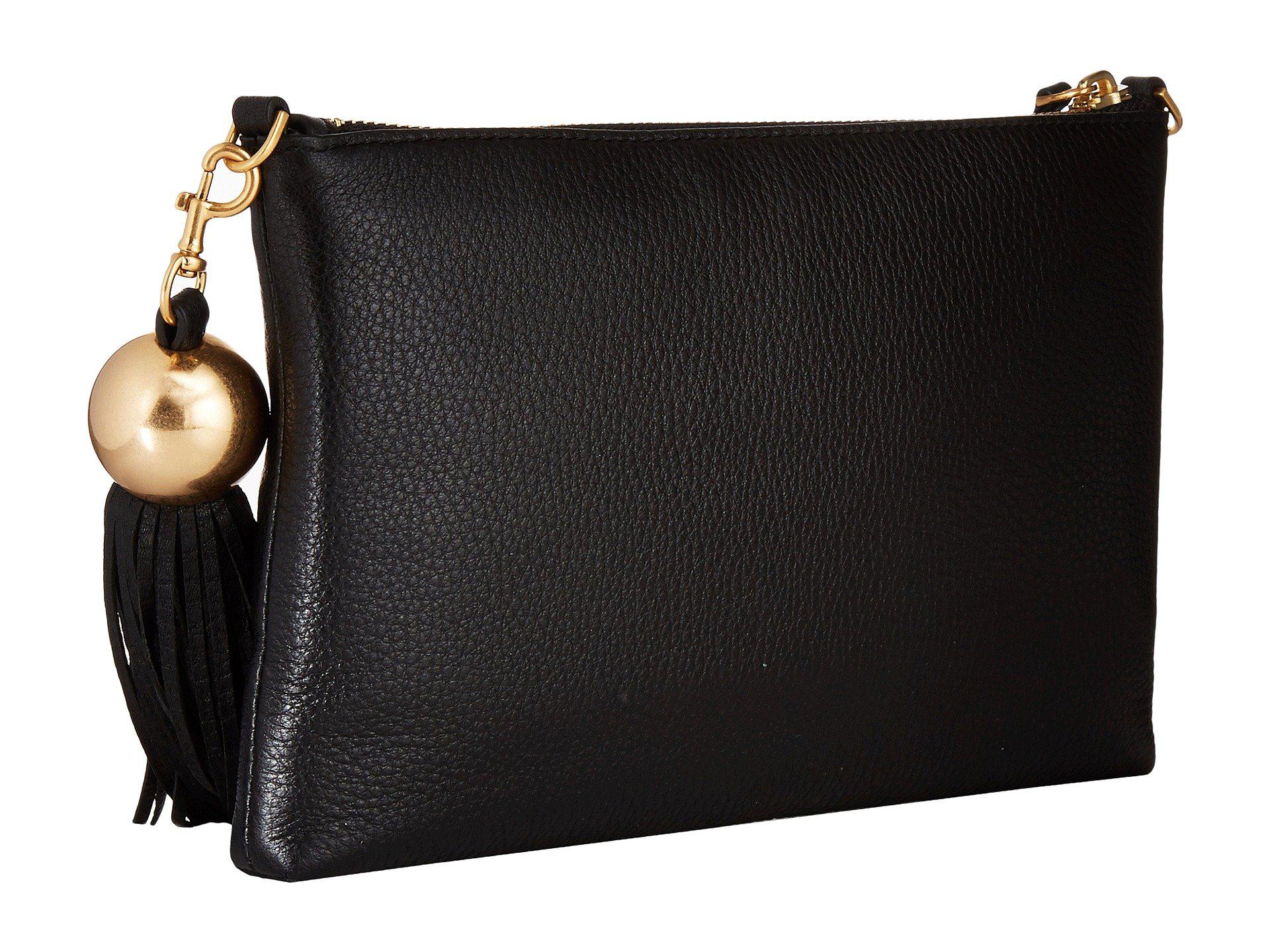 Tory Burch Leather Tassel Crossbody (black) Cross Body Handbags Lyst