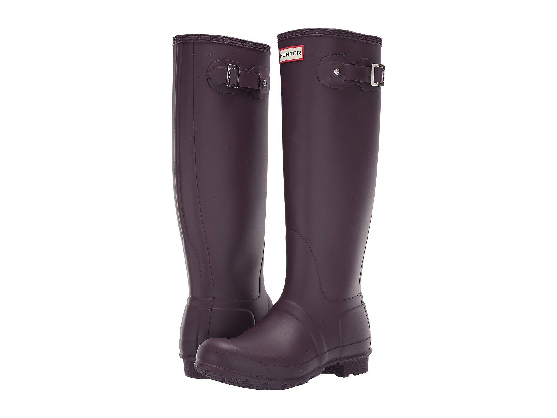 hunter rain boots black grape