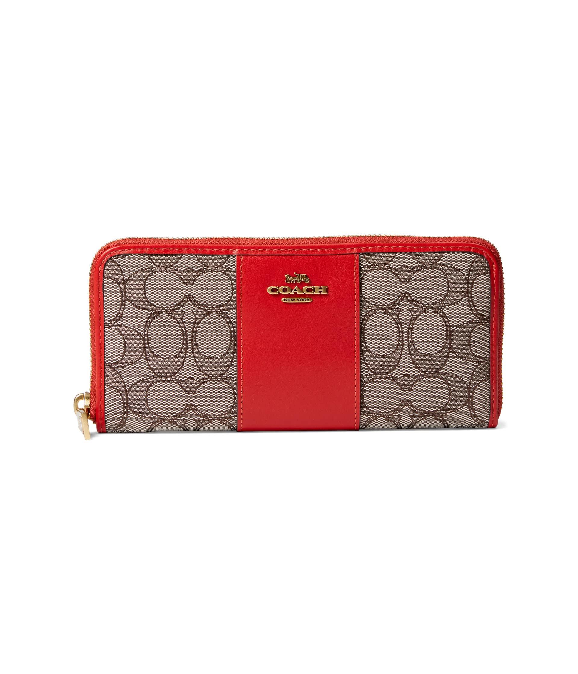 COACH Box Program Signature Jacquard Slim Accordion Zip in Red Lyst