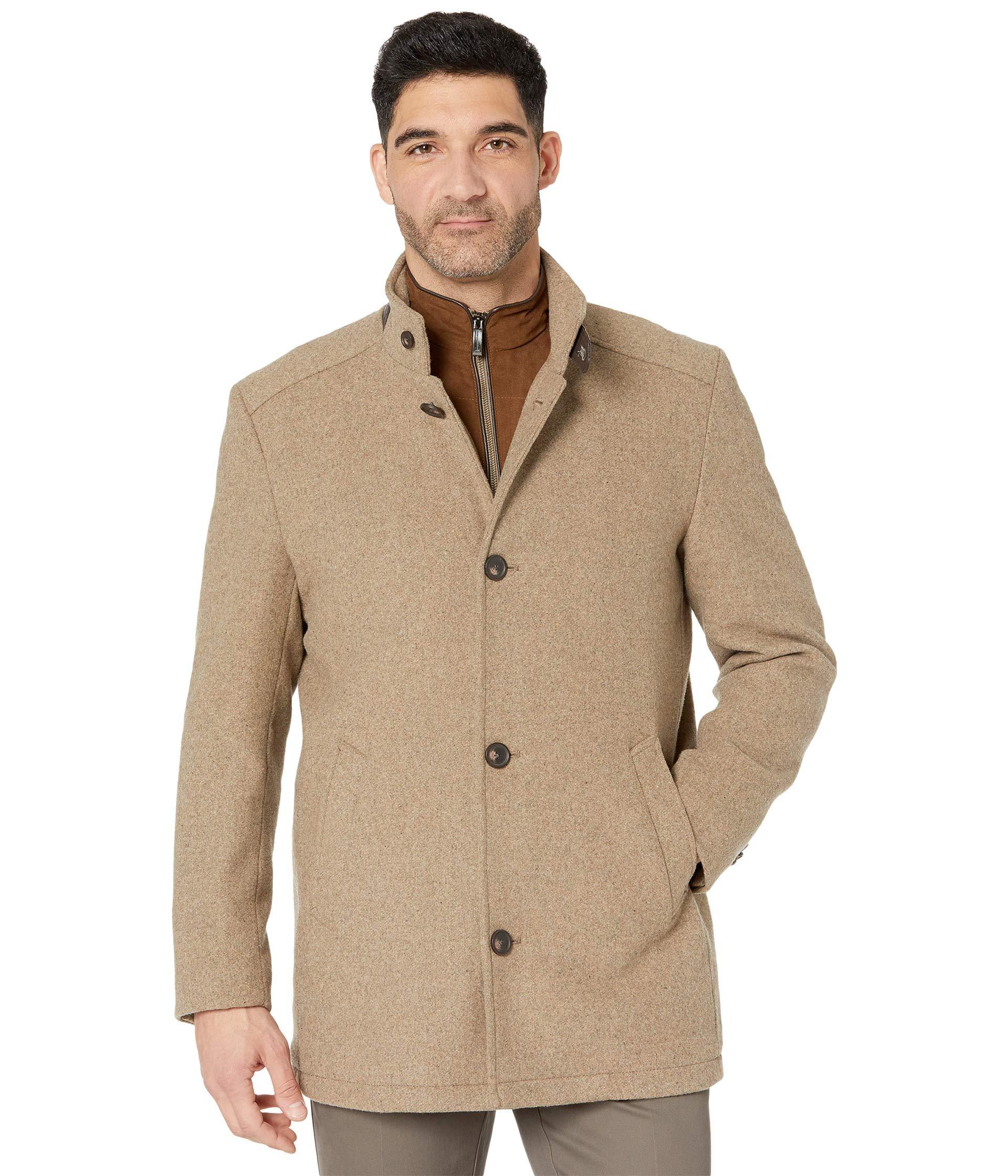 wool coat with bib
