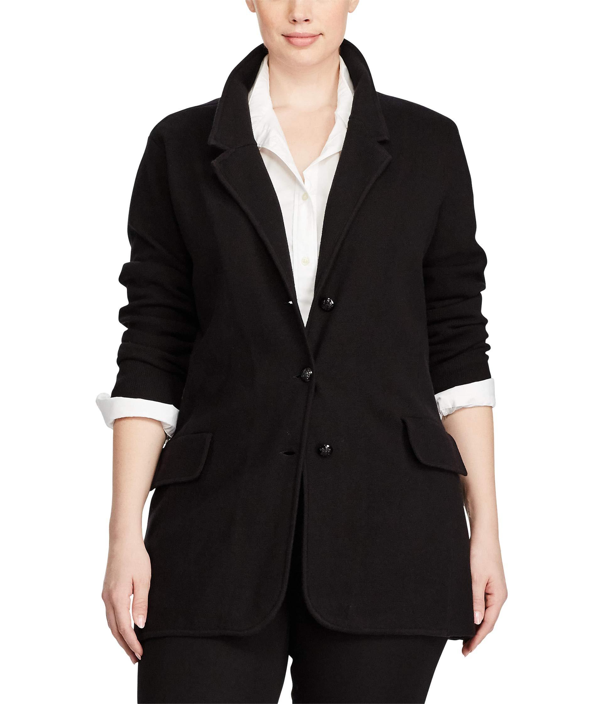 Lauren by Ralph Lauren Plus Size Knit Sweater Blazer in Black | Lyst