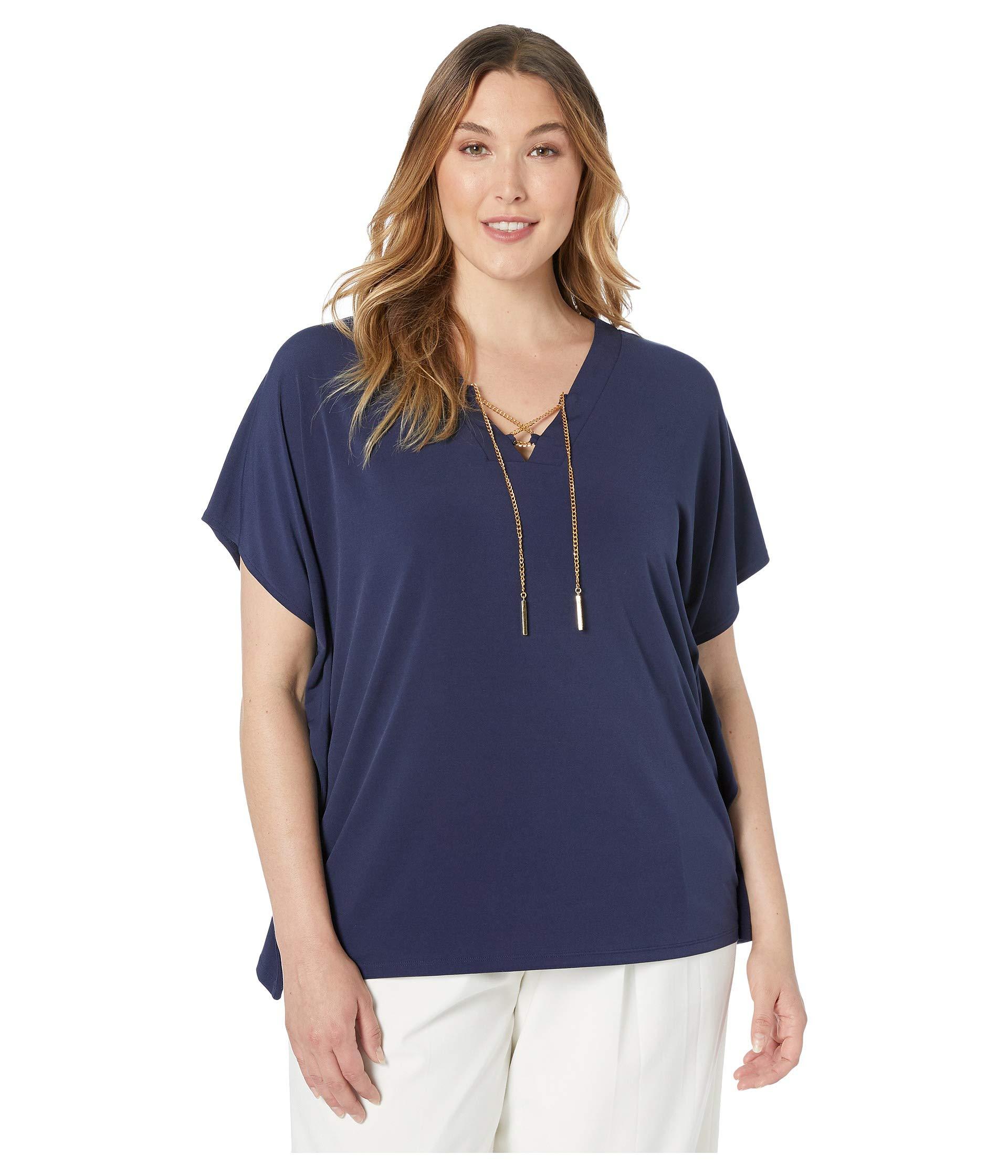 Michael Kors Synthetic Michael Plus Size Lace-up Tunic Top in Navy ...