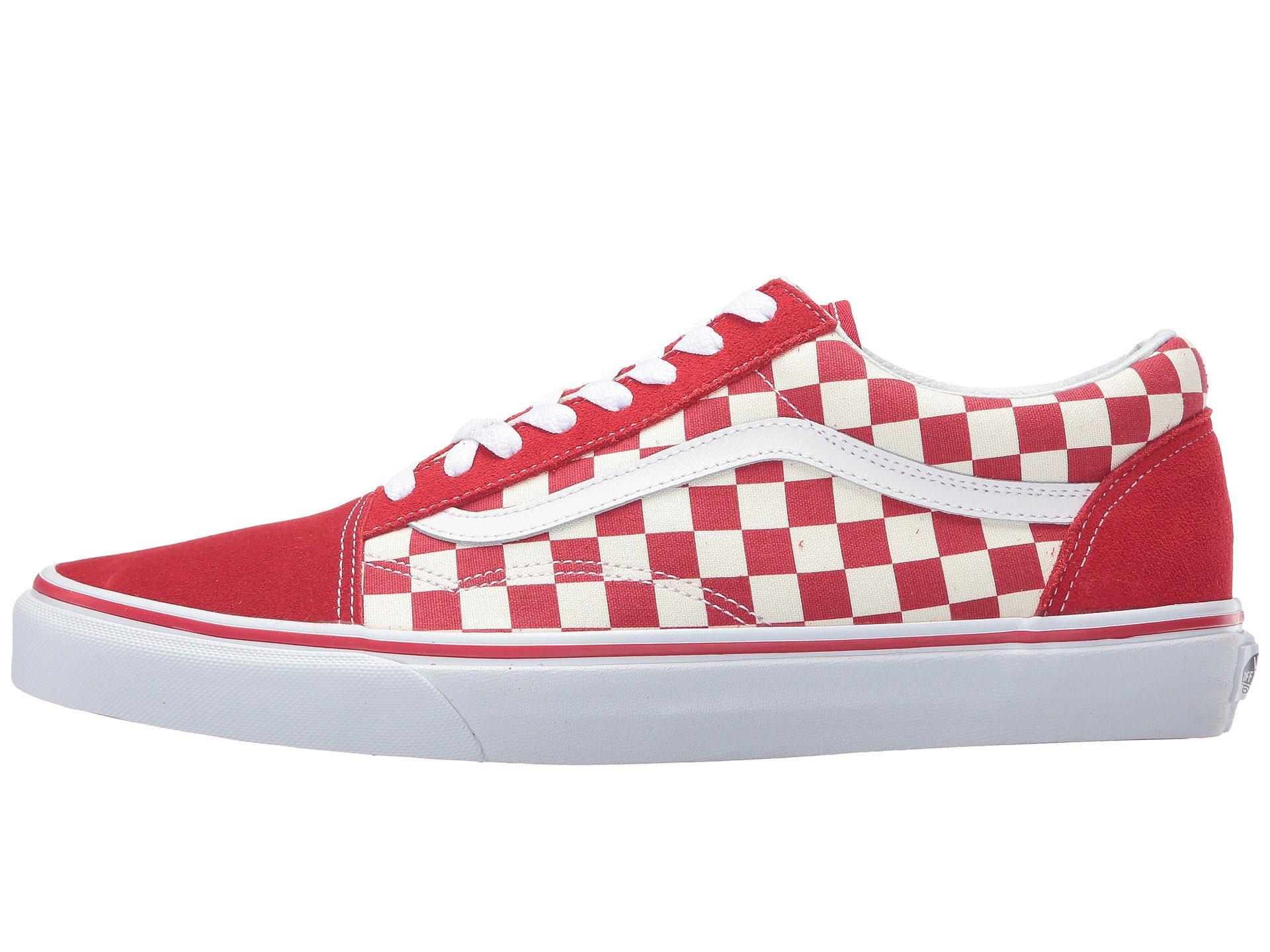 vans old skool primary check red