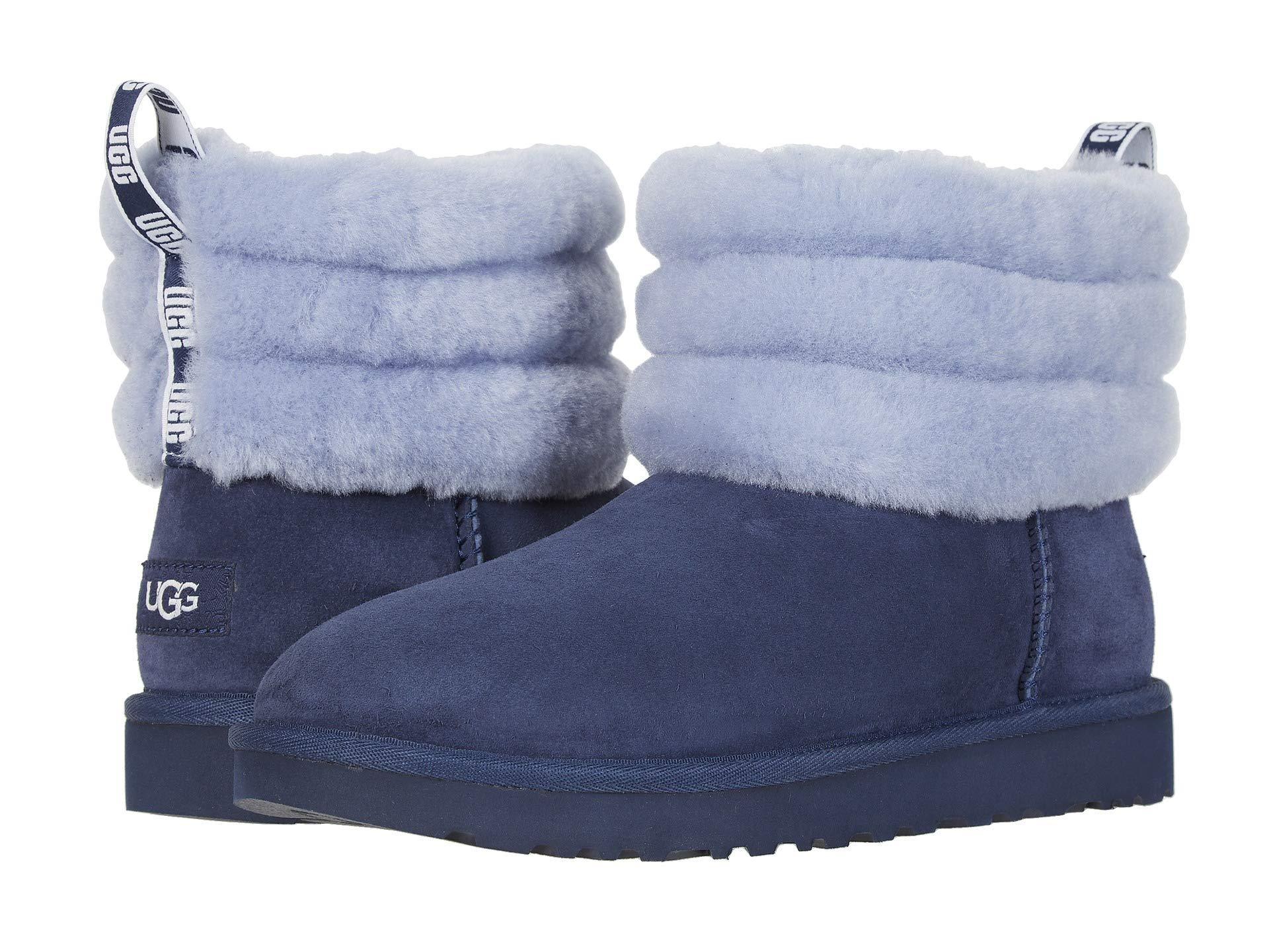 fluff mini quilted uggs blue