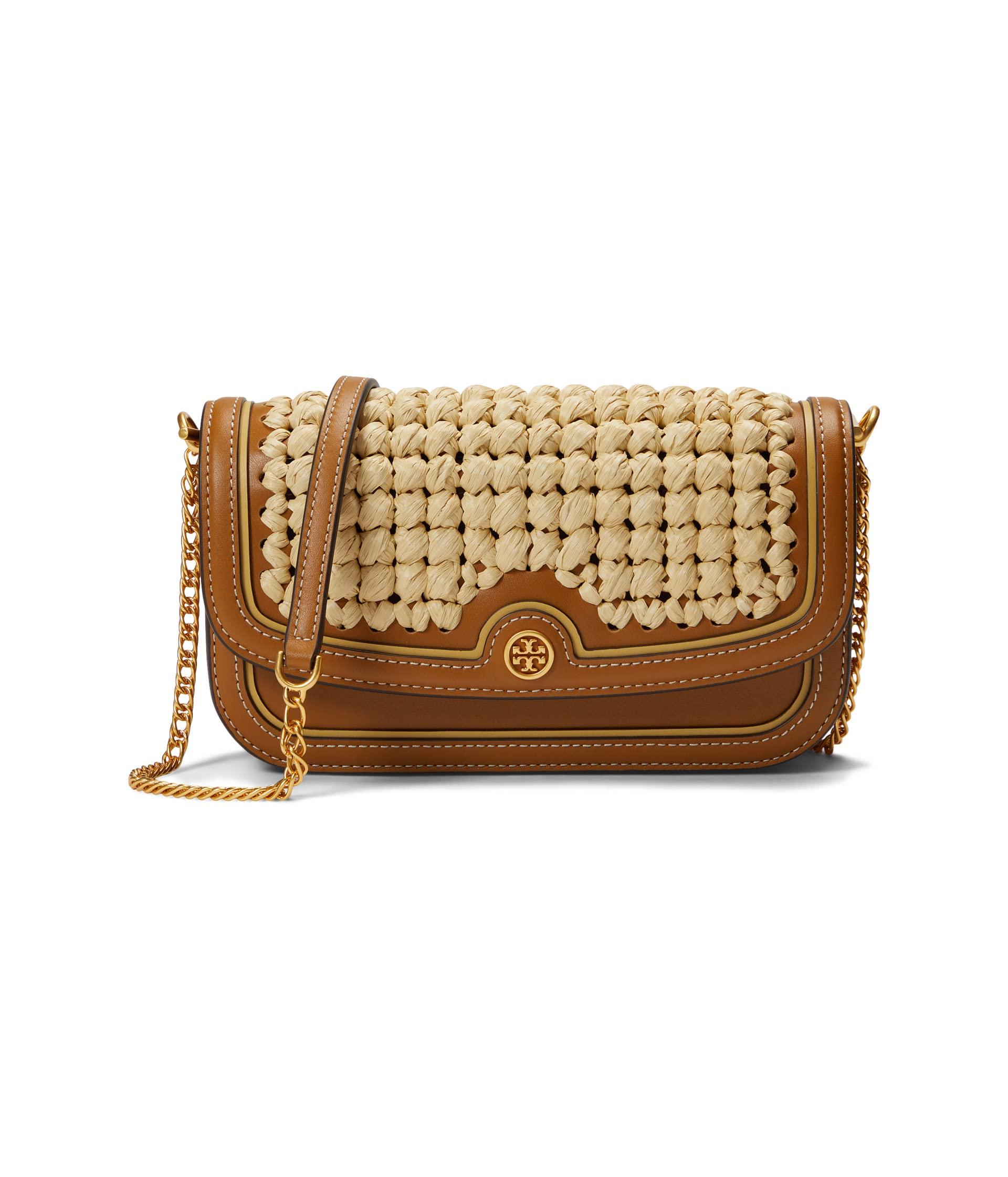 Tory Burch Robinson Woven Chain Wallet in Brown | Lyst