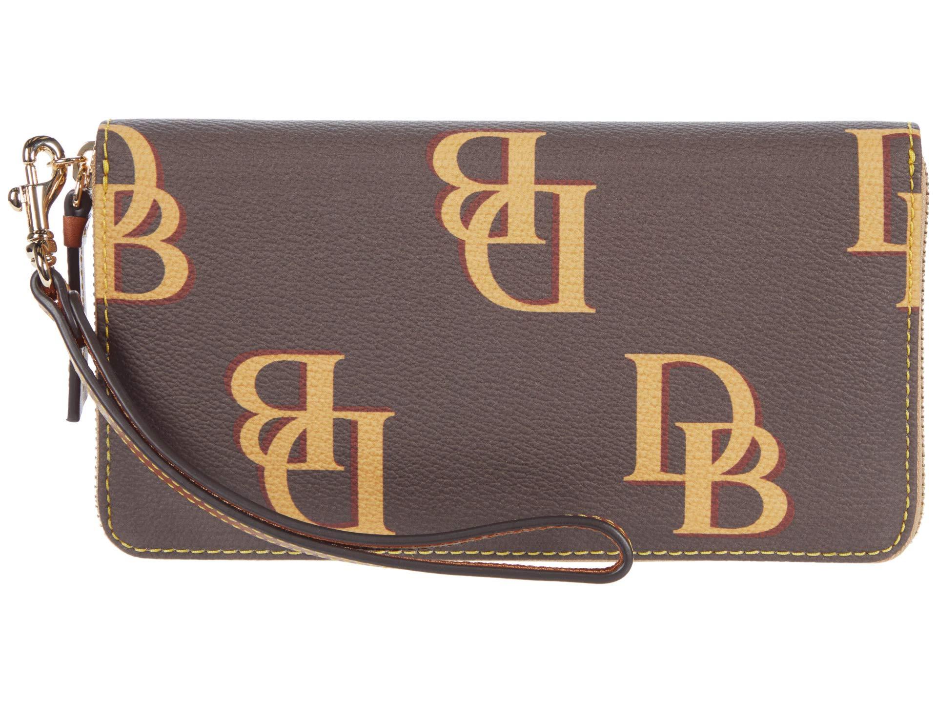 Dooney & Bourke Canvas Monogram Large Zip Around Wristlet in Brown Lyst