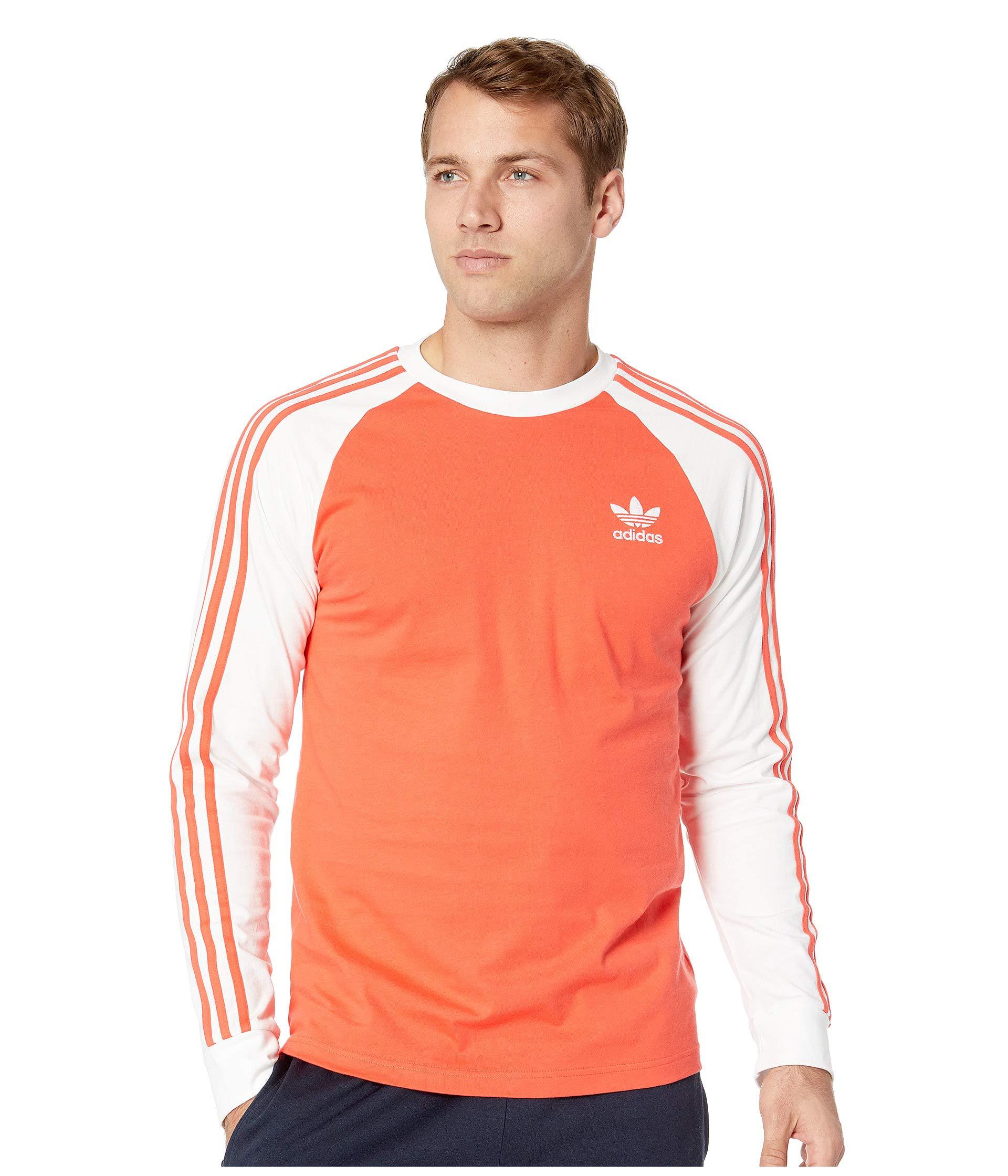 adidas Originals Cotton 3-stripes Long Sleeve Tee (shock Pink) Men's T Shirt  in Bright Red (Red) for Men | Lyst