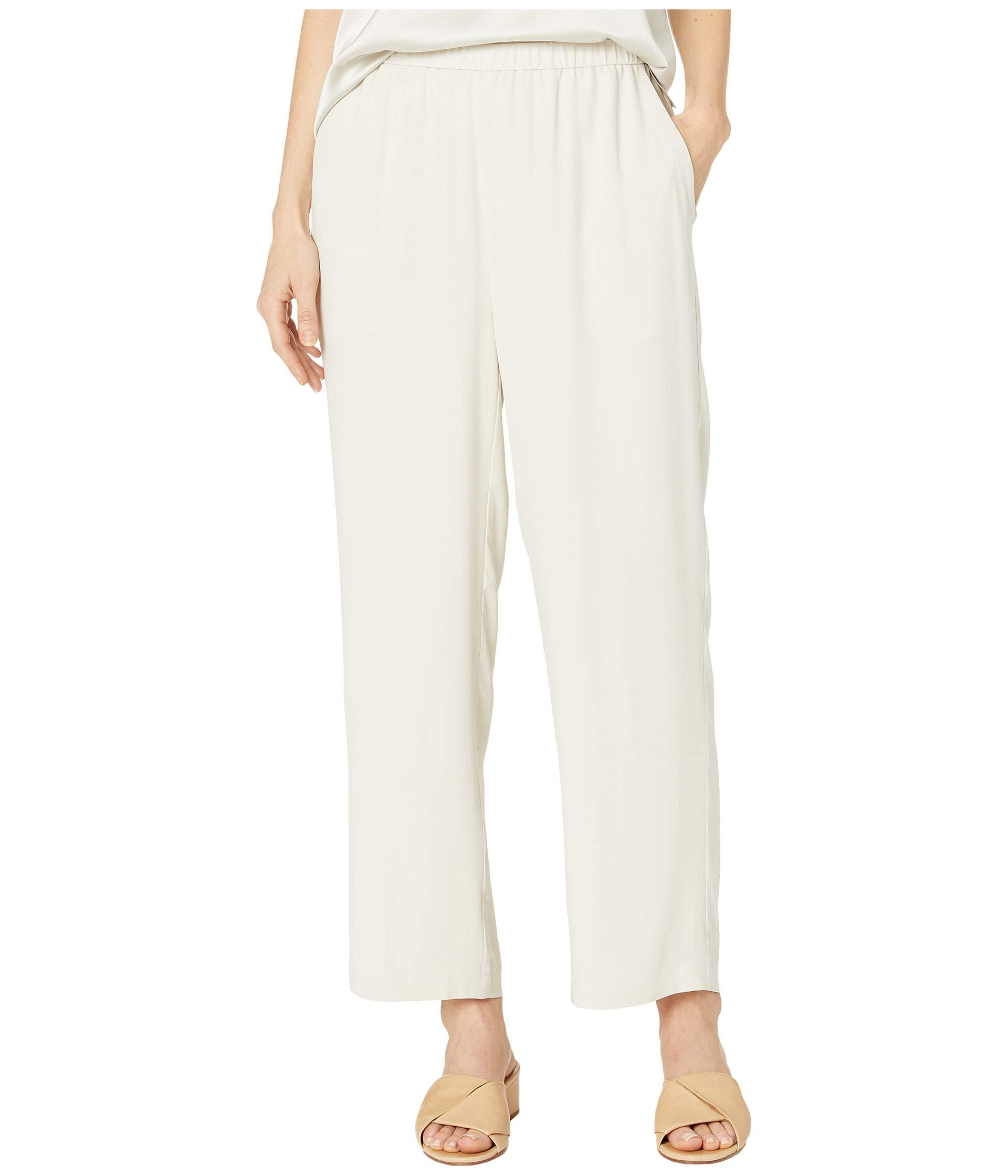 Eileen Fisher Silk Georgette Crepe Straight Ankle Pants - Save 62% - Lyst