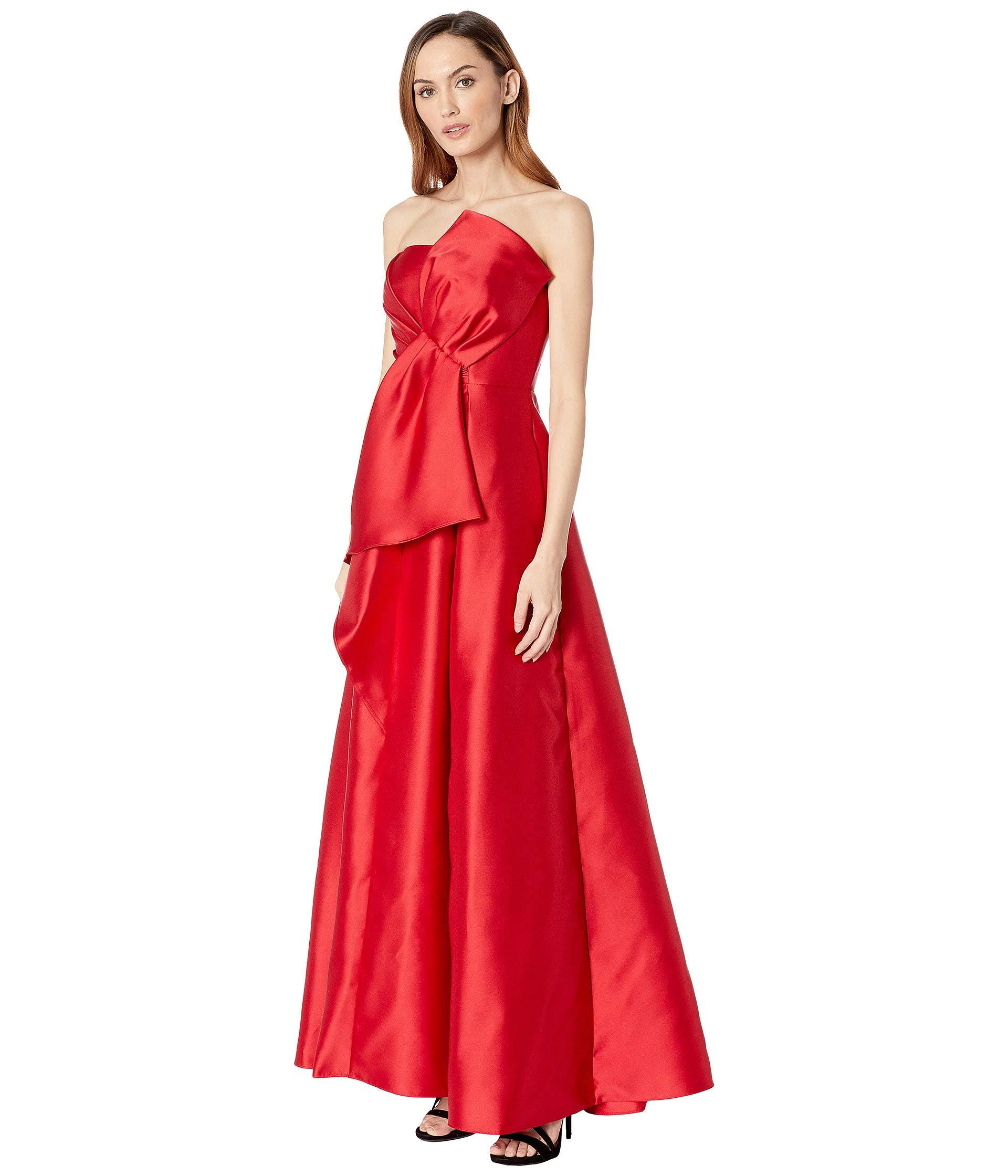 adrianna papell mikado strapless bow gown