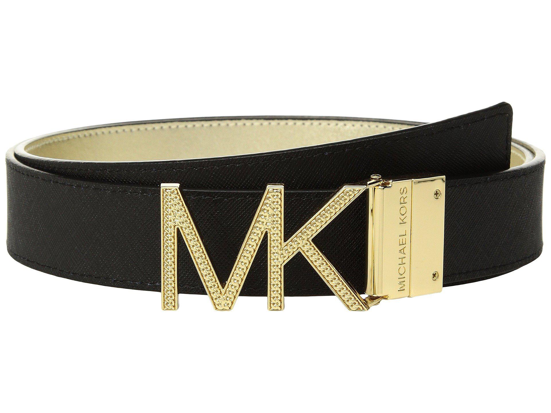 beetje maatschappij versus MICHAEL Michael Kors Reversible Chain Logo Hardware Belt in Gold/Black  (Metallic) - Lyst