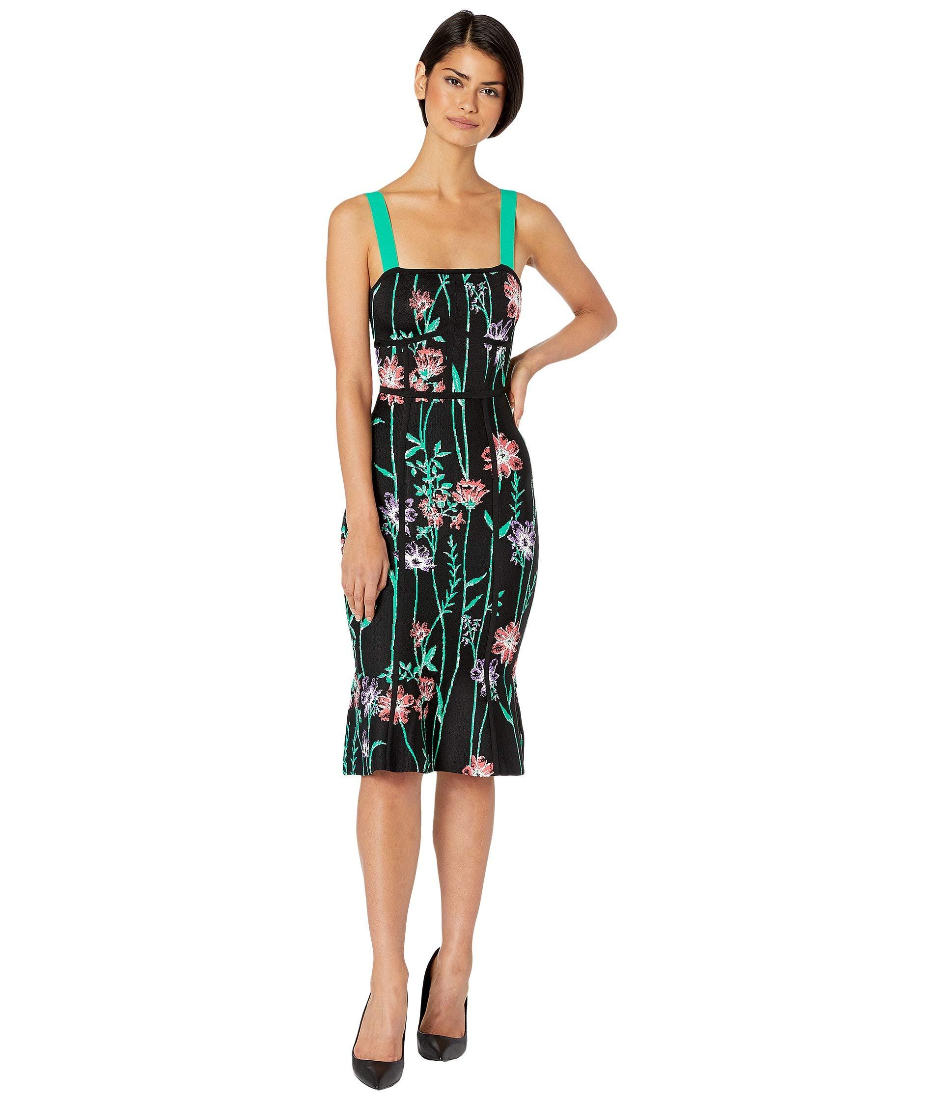 bcbg strappy floral bodycon dress