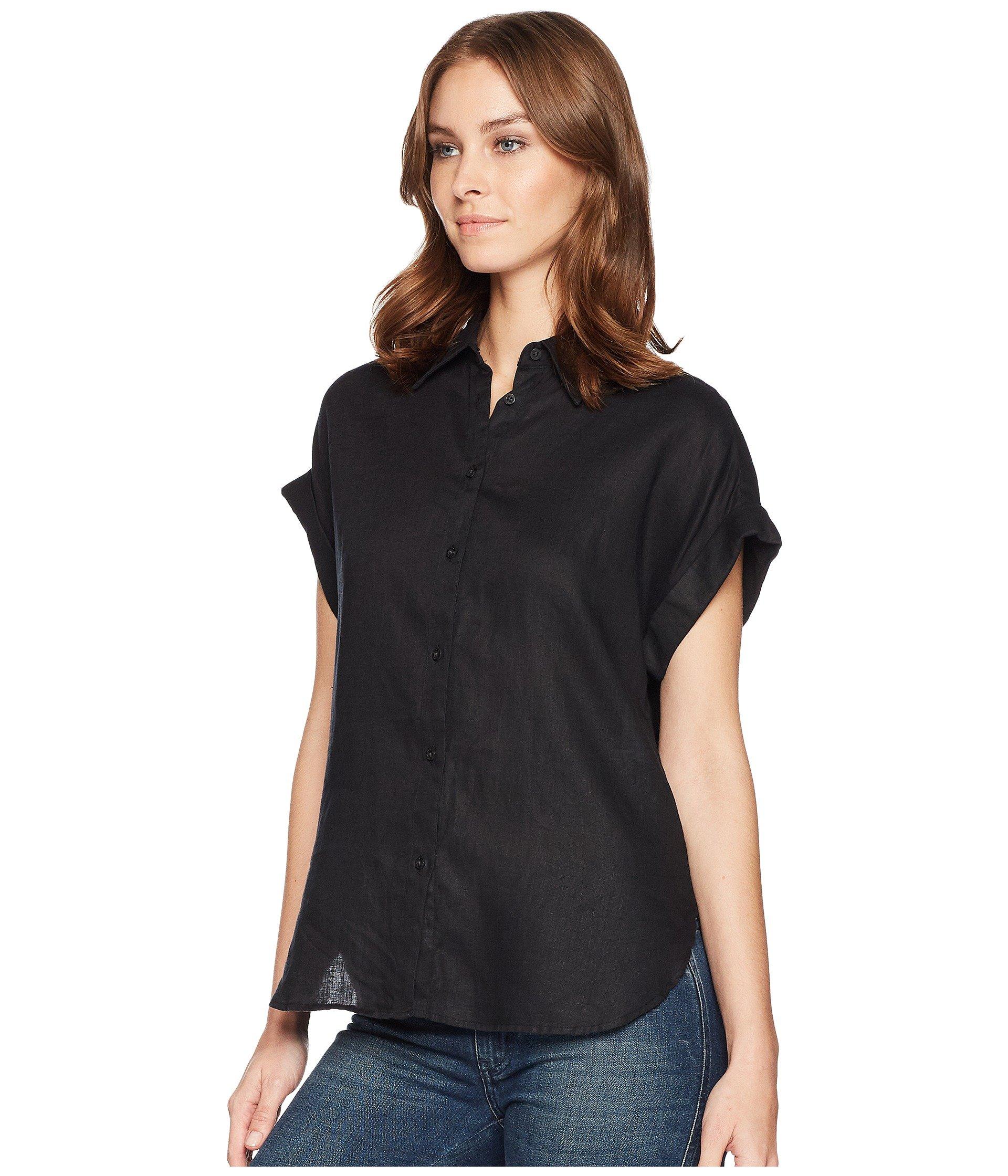 Lauren by Ralph Lauren Linen Dolman-sleeve Shirt in Black | Lyst