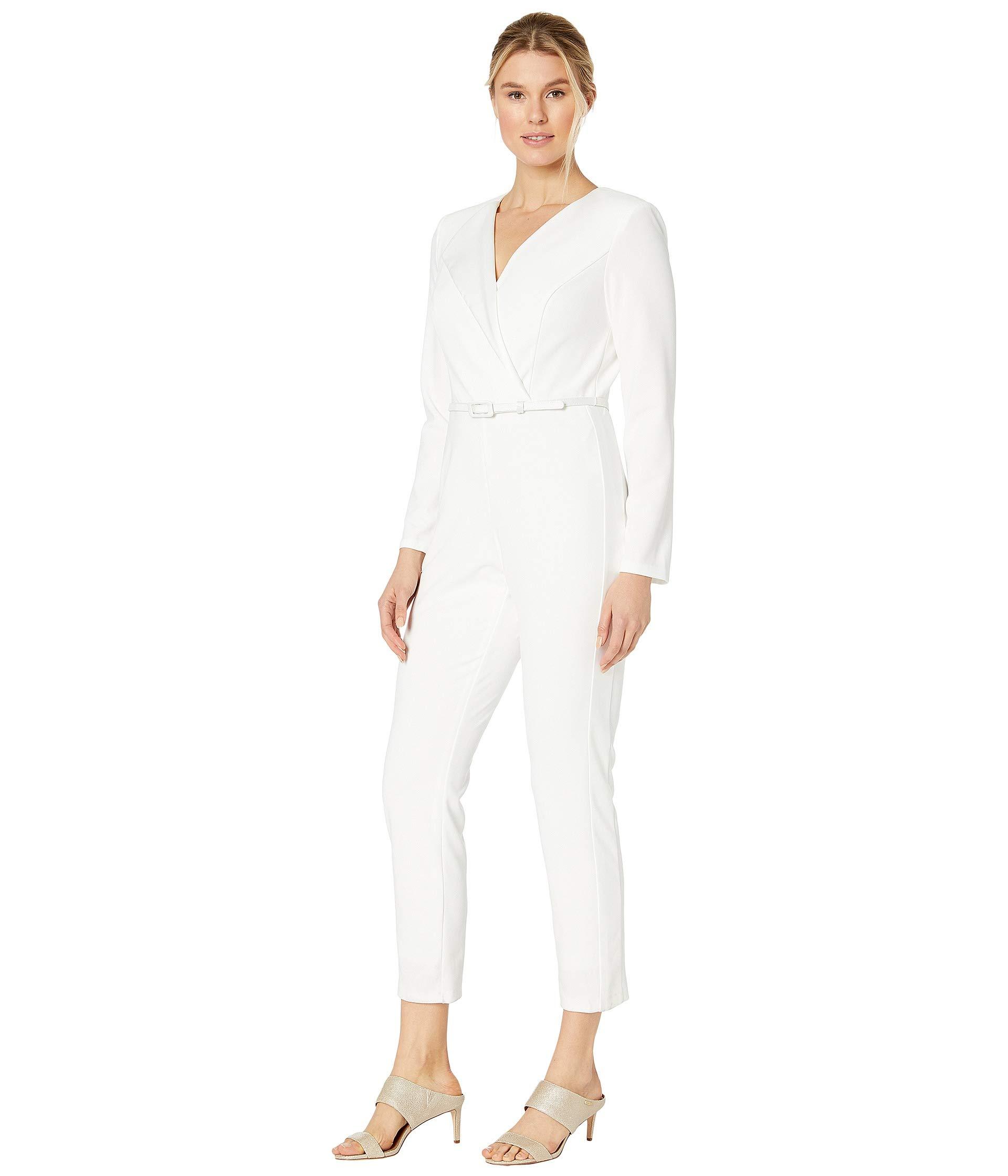 Adrianna Papell Tuxedo Jumpsuit With Satin in White - Lyst