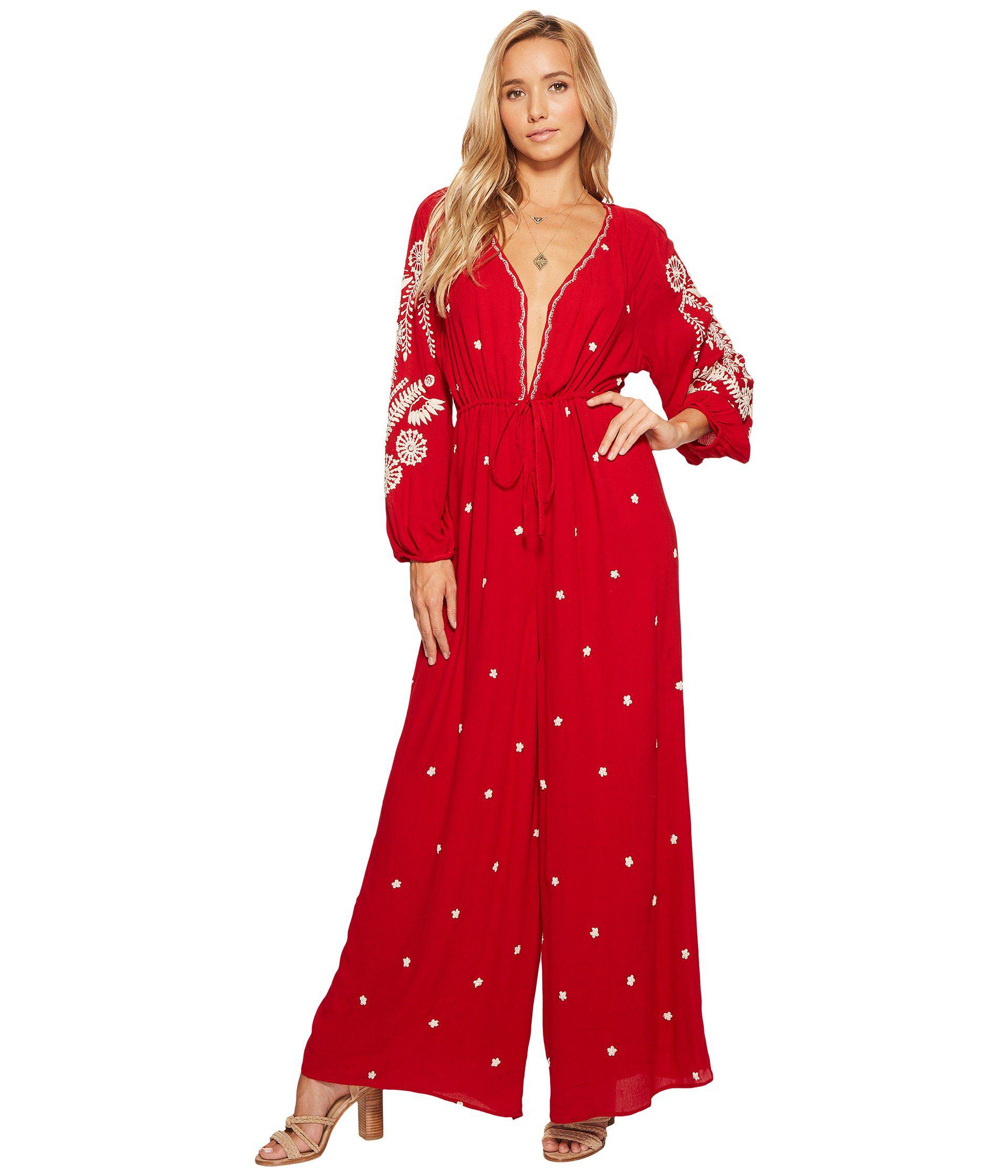 free people red jumpsuit