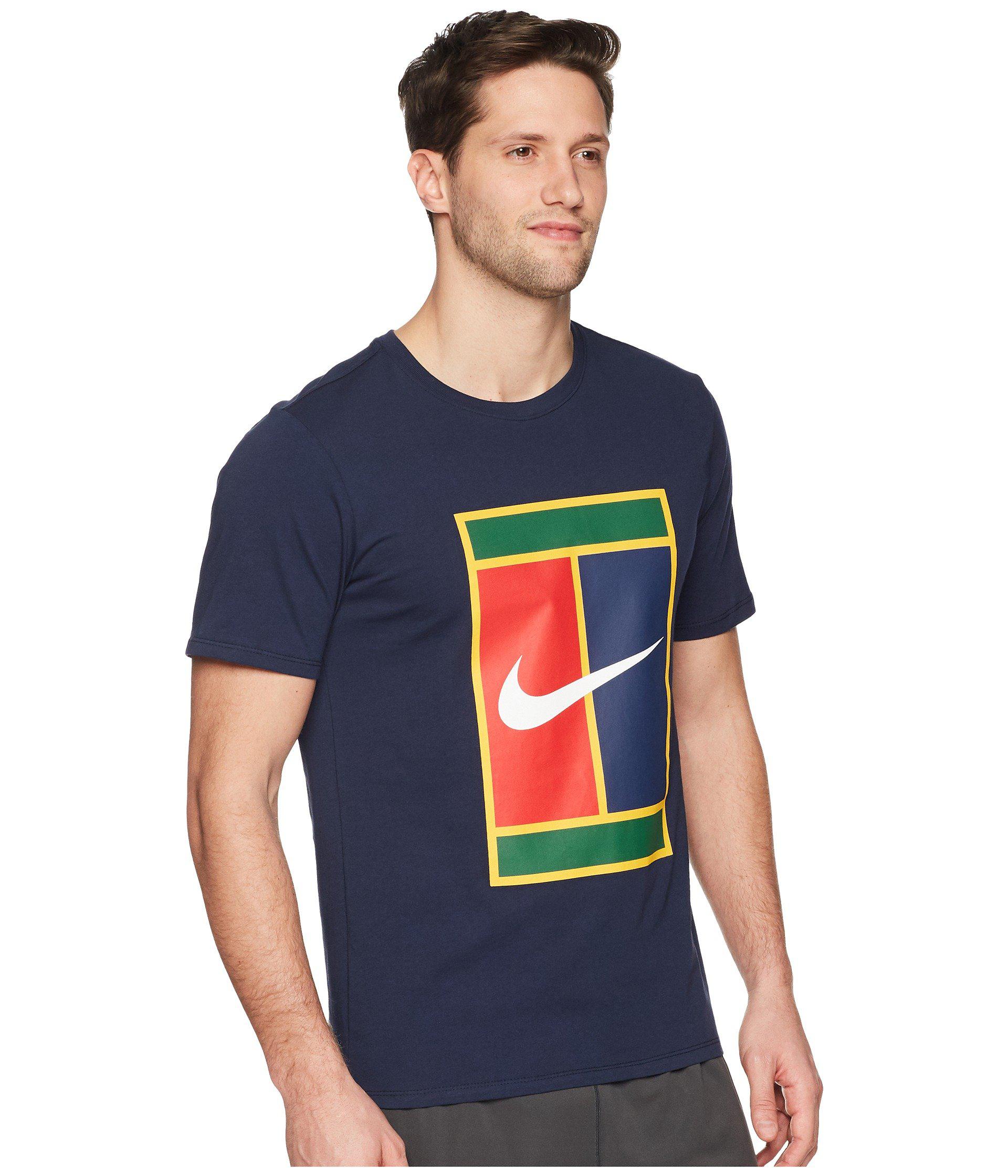 Nike Cotton Court Heritage Logo Tennis Tee (obsidian/obsidian) Men's T Shirt  in Blue for Men | Lyst