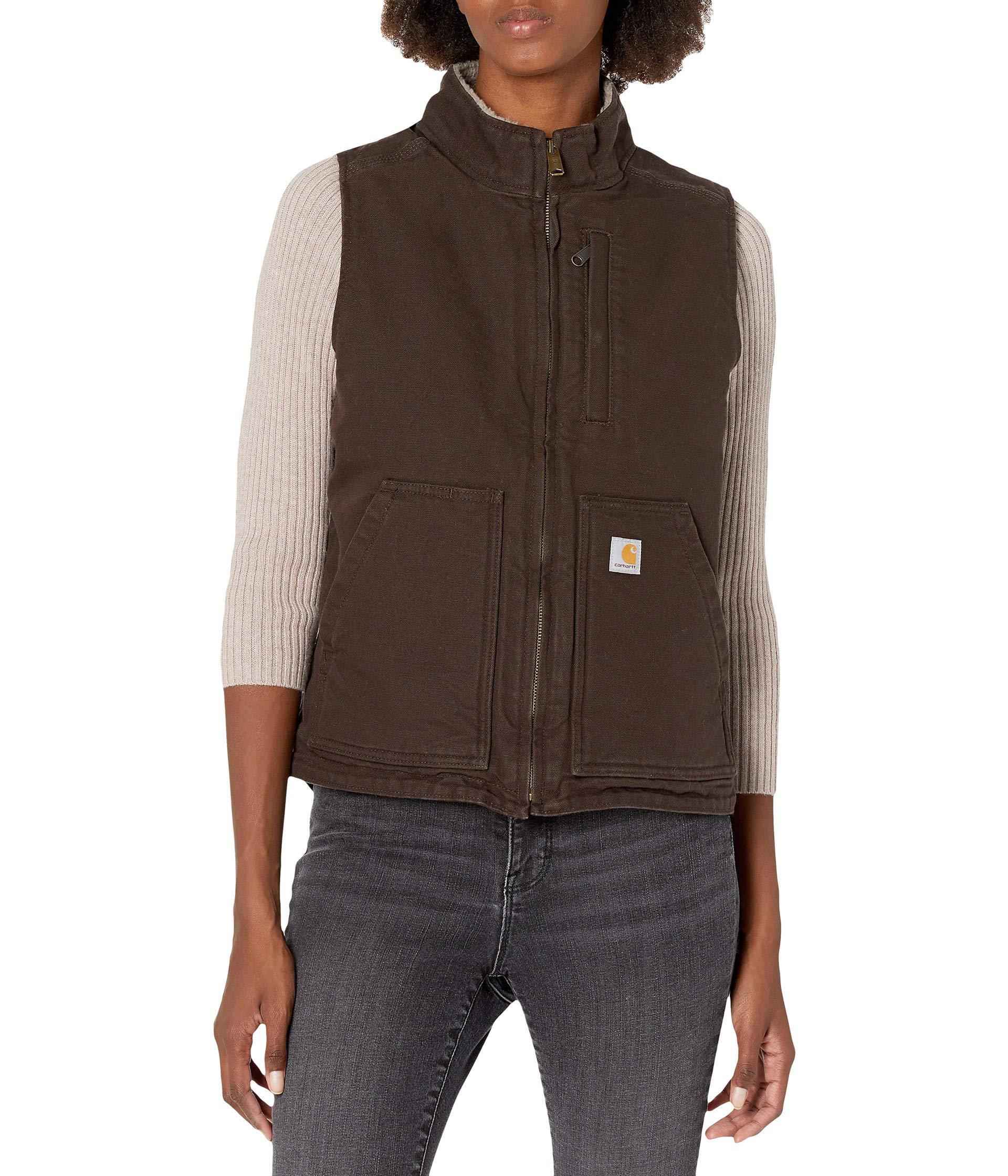 Download Carhartt Cotton Ov277 Sherpa Lined Mock Neck Vest in Brown ...
