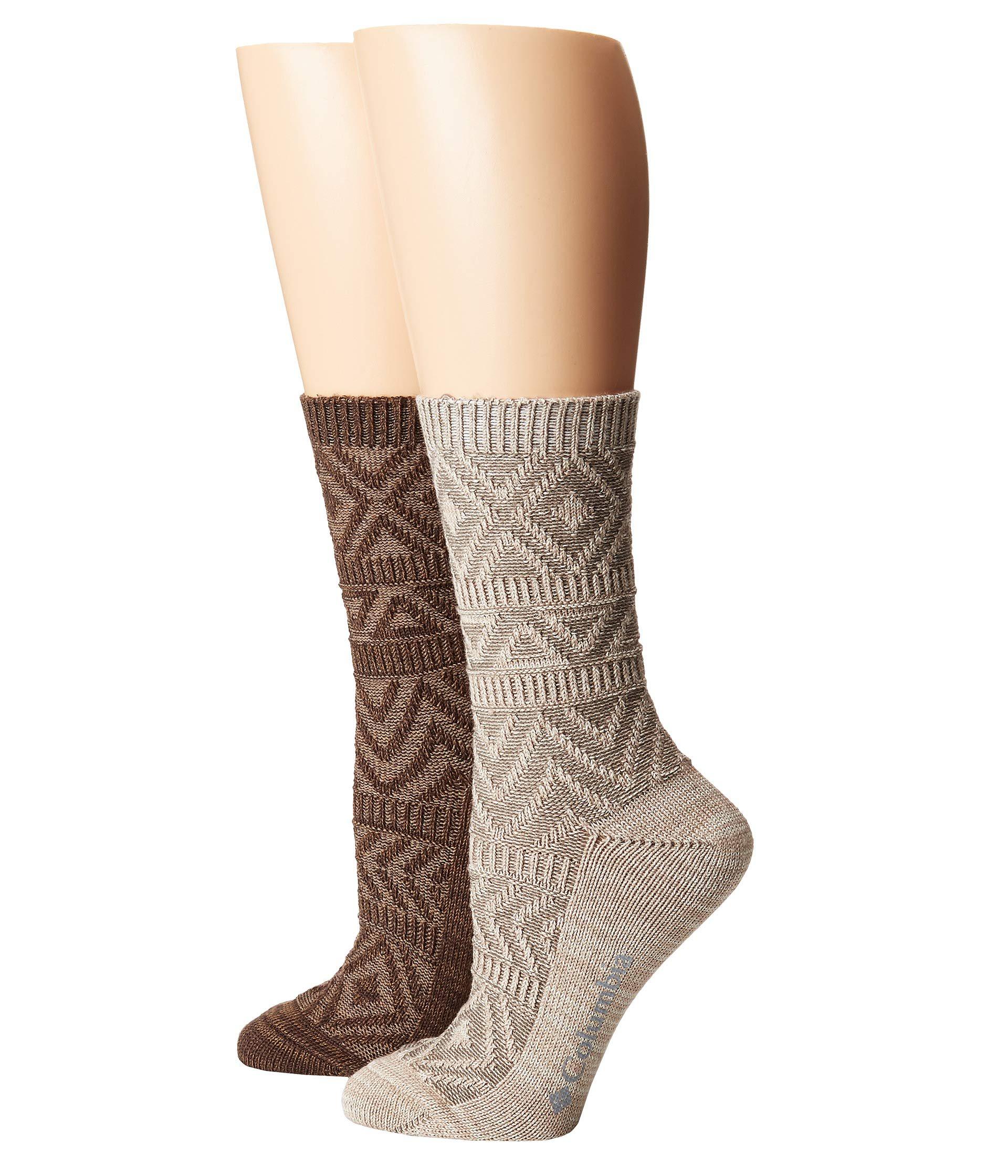 Columbia Synthetic Super Soft Texture Crew 2pack (khaki/brown) Women's Crew Cut Socks Shoes Lyst
